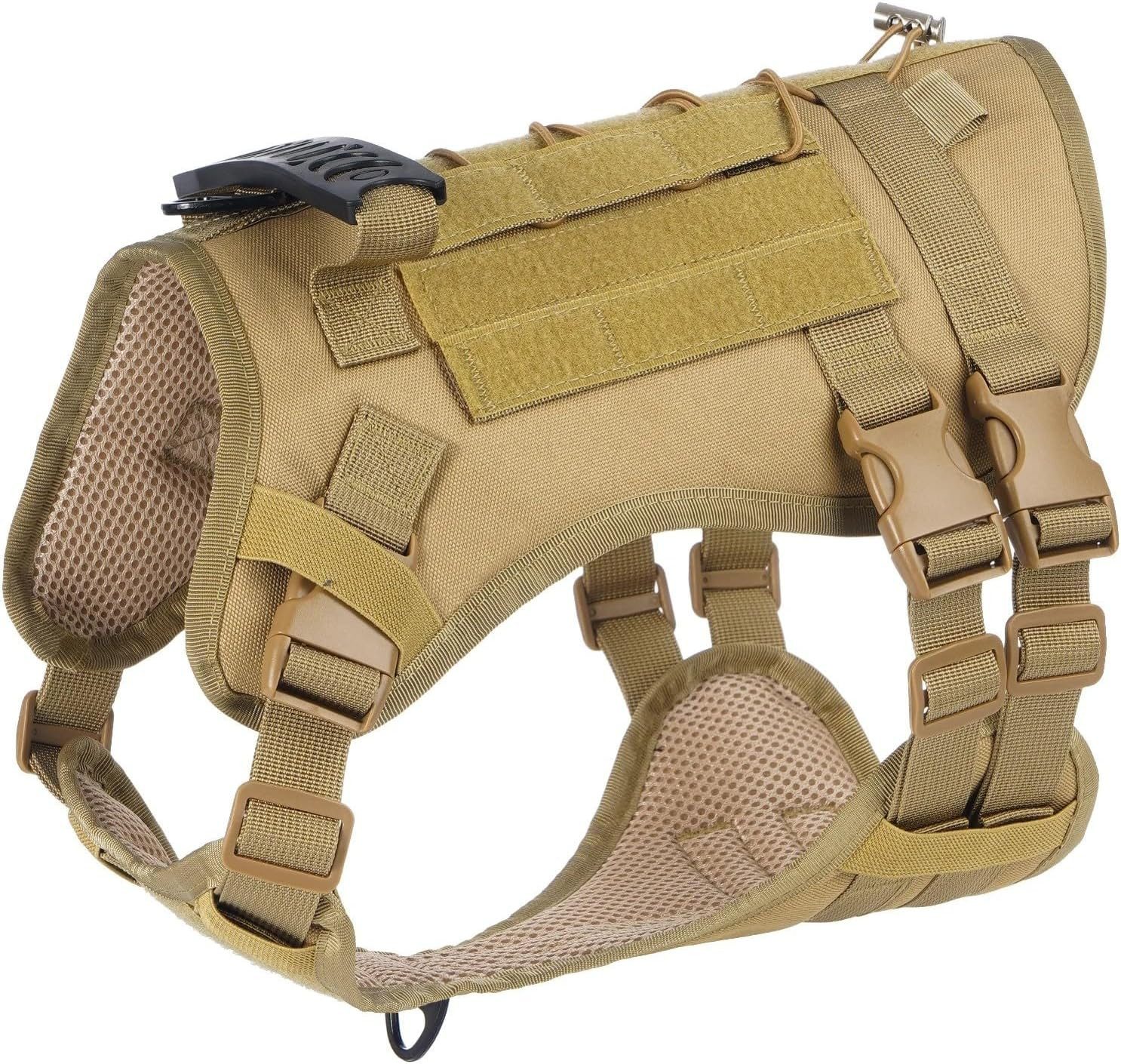FELIXLEO Hundepfeife Hundegeschirr Nylon M Gelb Verstellbar Griff Bulldogge Beagle Mops, (1-St)