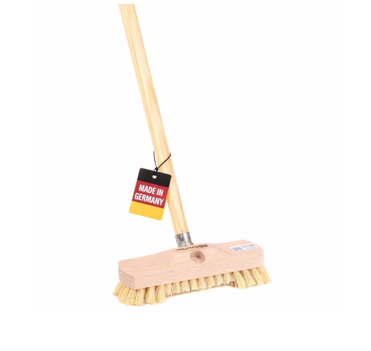 BawiTec Reinigungsbürste Allzweck Schrubber Holzstiel Bodenschrubber Schrubberbürste, Fliesen, Steinplatten, Gehwegplatten, Holzböden, Steinzeug, Kacheln, Betonböden, (2-tlg), mit Bart