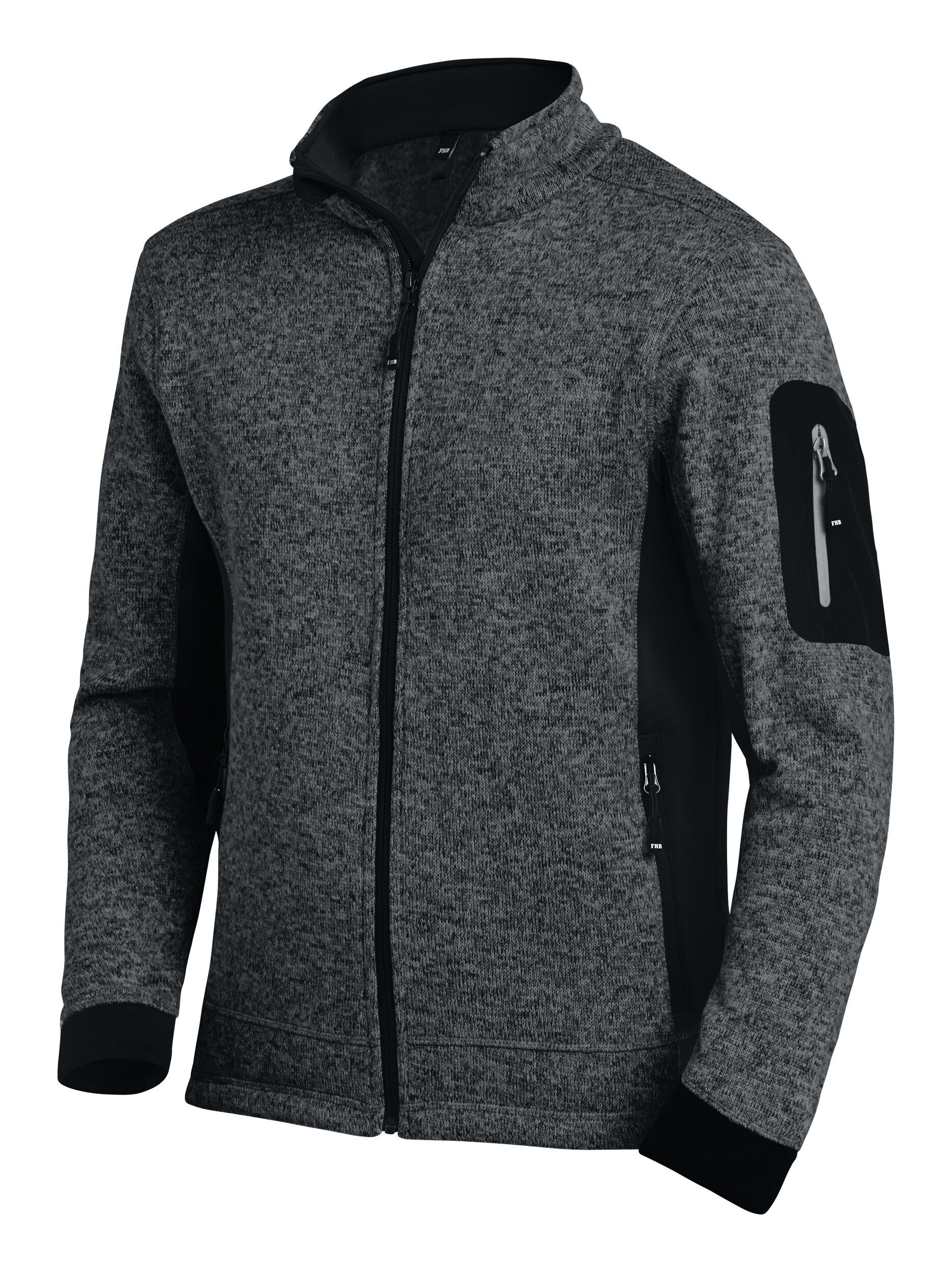 FHB Fleecejacke Strickjacke Christoph, 280 g/qm, anthrazit/schwarz