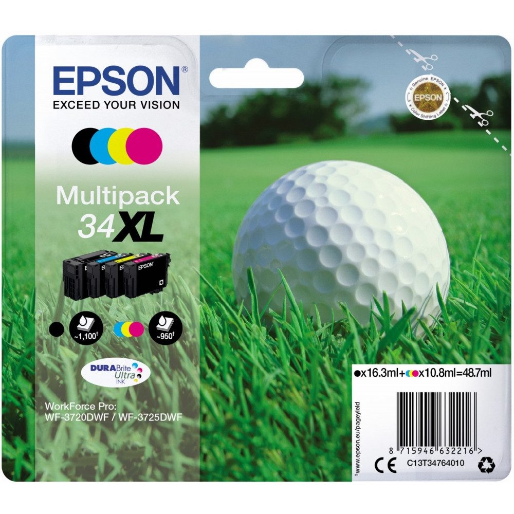 Epson Epson 34XL DURABrite Ultra Multipack Tintenpatronen Tintenpatrone (Original, Pigmenttinte: wisch- und wasserfest)