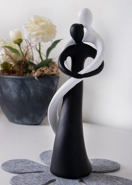 Feinknick Dekofigur Harmonisches Paar in Schwarz & Weiß - stilvolles Symbol für Liebe, handbemalte Skulptur aus Marmorit 27cm hoch