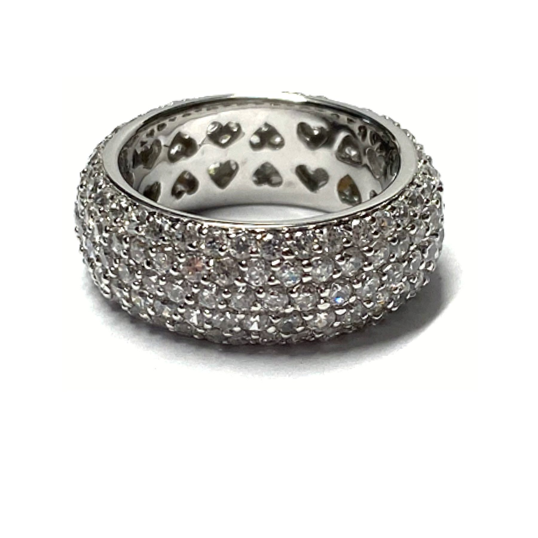 Silberring Bandring 925 Silber rhodiniert Zirkonia 8,5mm Silberring Ring #54