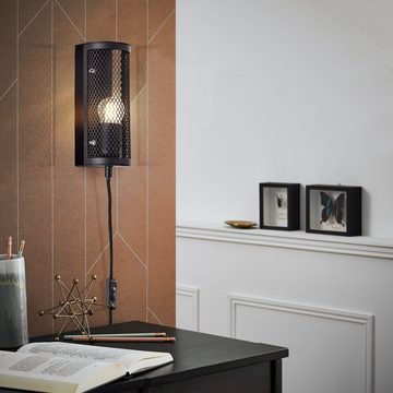 Lightbox Wandleuchte, ohne Leuchtmittel, Wandlampe, 20 x 8 x 8 cm, E27, max. 40 W, Schalter, schwarz korund