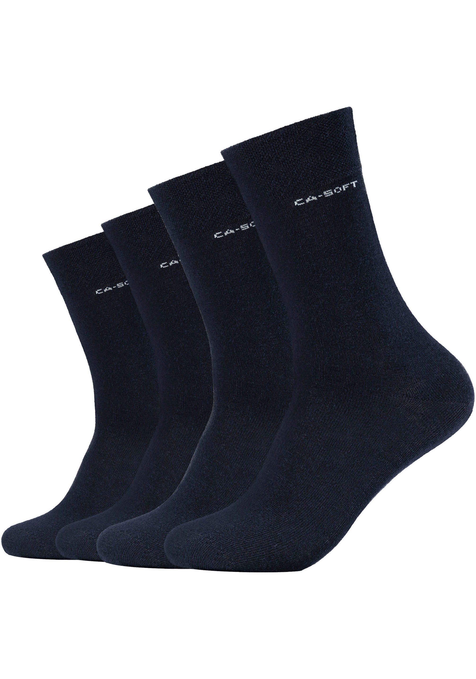 Camano Socken 4-Paar) Materialmix hohem mit (Packung, dunkelblau Weicher Wollanteil