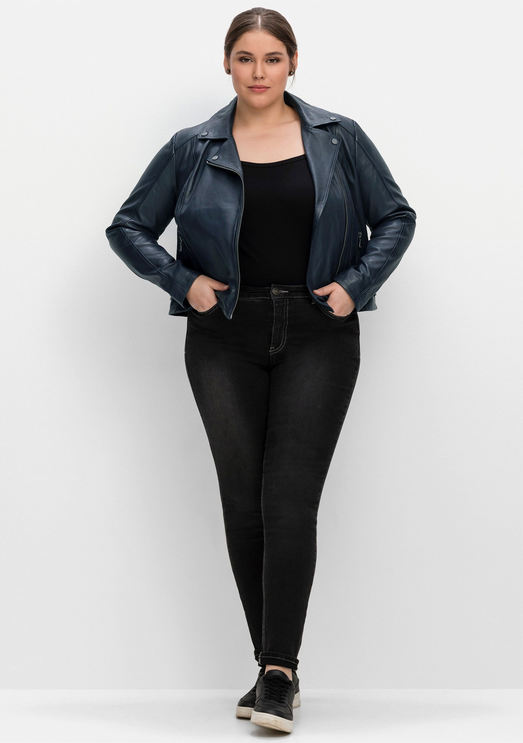 Sheego Allwetterjacke Bikerjacke . aus Lammnappa, im Biker-Stil günstig online kaufen