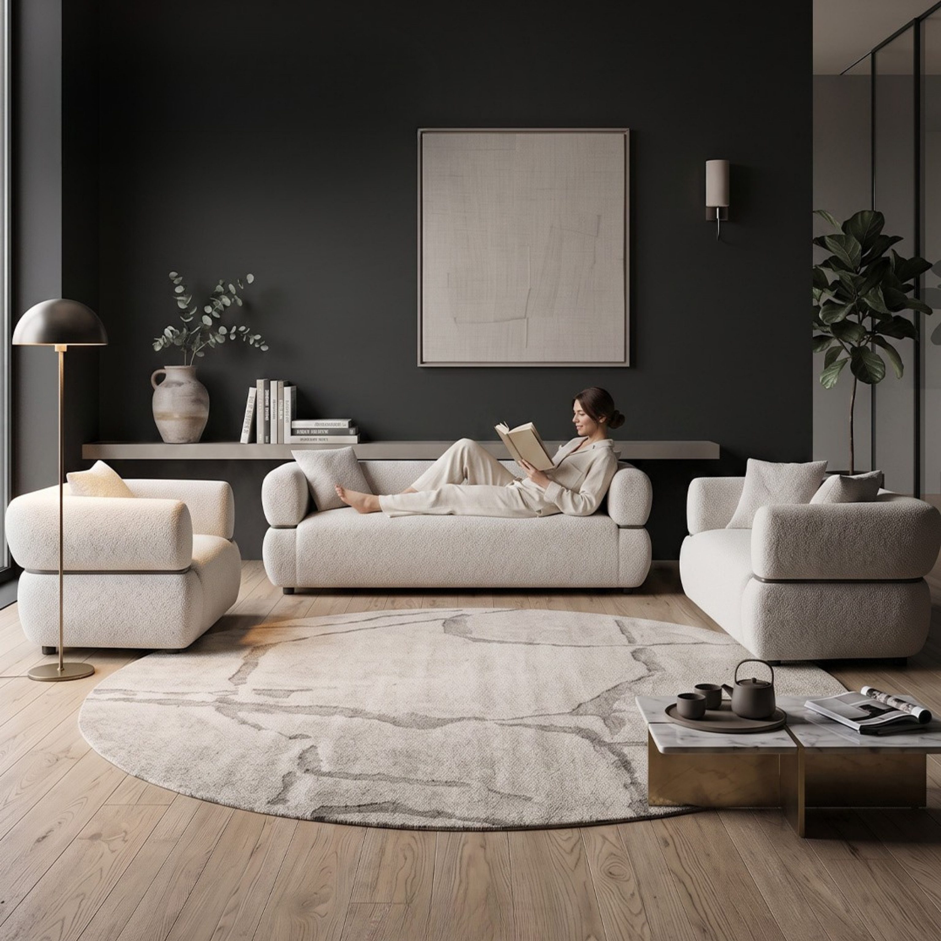gowoll Polstergarnitur 3-2-1 Wohnzimmer Set (3 Sitzer Sofa + 2 Sitzer Sofa + Sessel), (3-Sitzer Sofa, einem 2-Sitzer Sofa und einem Sessel), weicher Strukturstoff, 3-2-1 Set, mit Federkern
