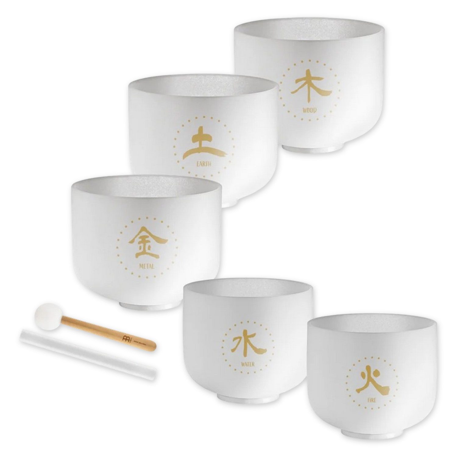 Meinl Sonic Energy Klangschalen Meinl Sonic Energy Quarz-Klangschalen Set 5-Elemente mit Stimmgabel, Klangschalen-Set, Vorteils-Set mit Stimmgabel