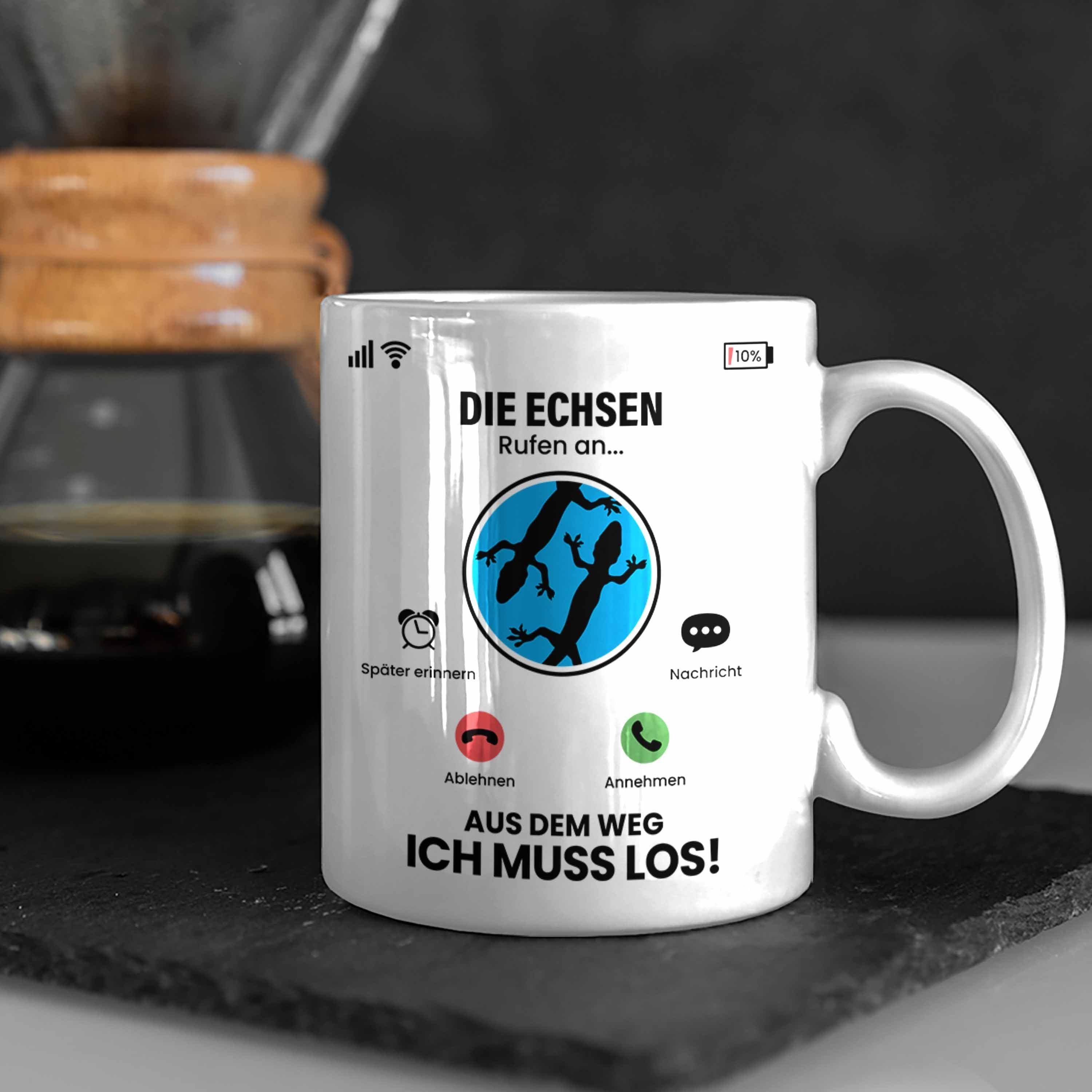 Trendation Tasse Rufen Geschen Geschenk Züchter Tasse Weiss für Echsen Echsen An Die Besitzer