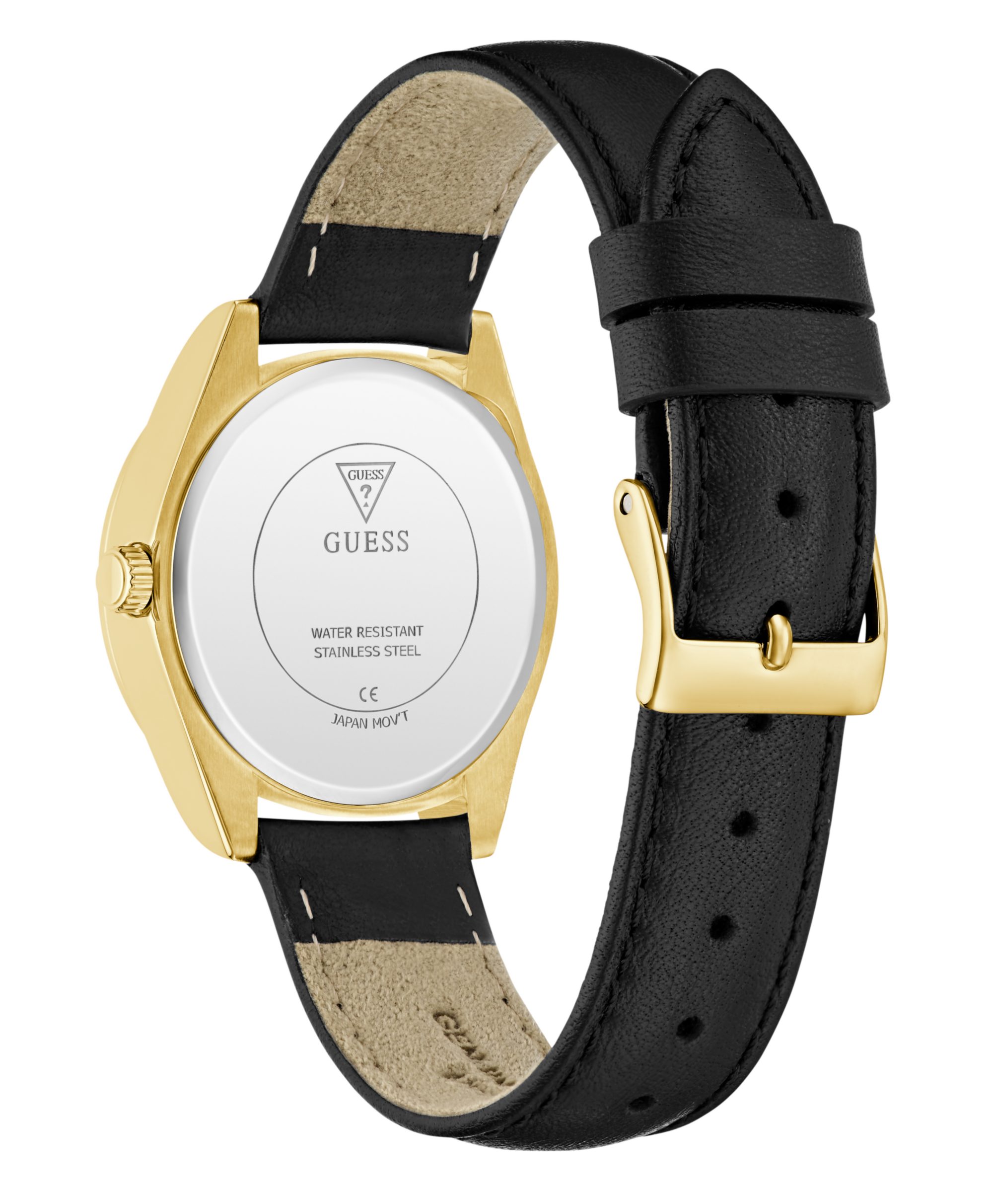 Guess Quarzuhr BOA GW0989L2, Armbanduhr, Damenuhr, Lederarmband, Kristallsteine