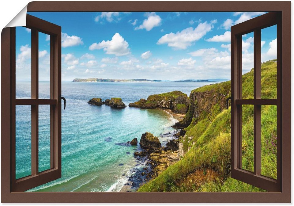 Artland Wandbild Küstenweg in Nordirland durchs Fenster, Meer Bilder (1 St),  als Alubild, Leinwandbild, Wandaufkleber oder Poster in versch. Größen