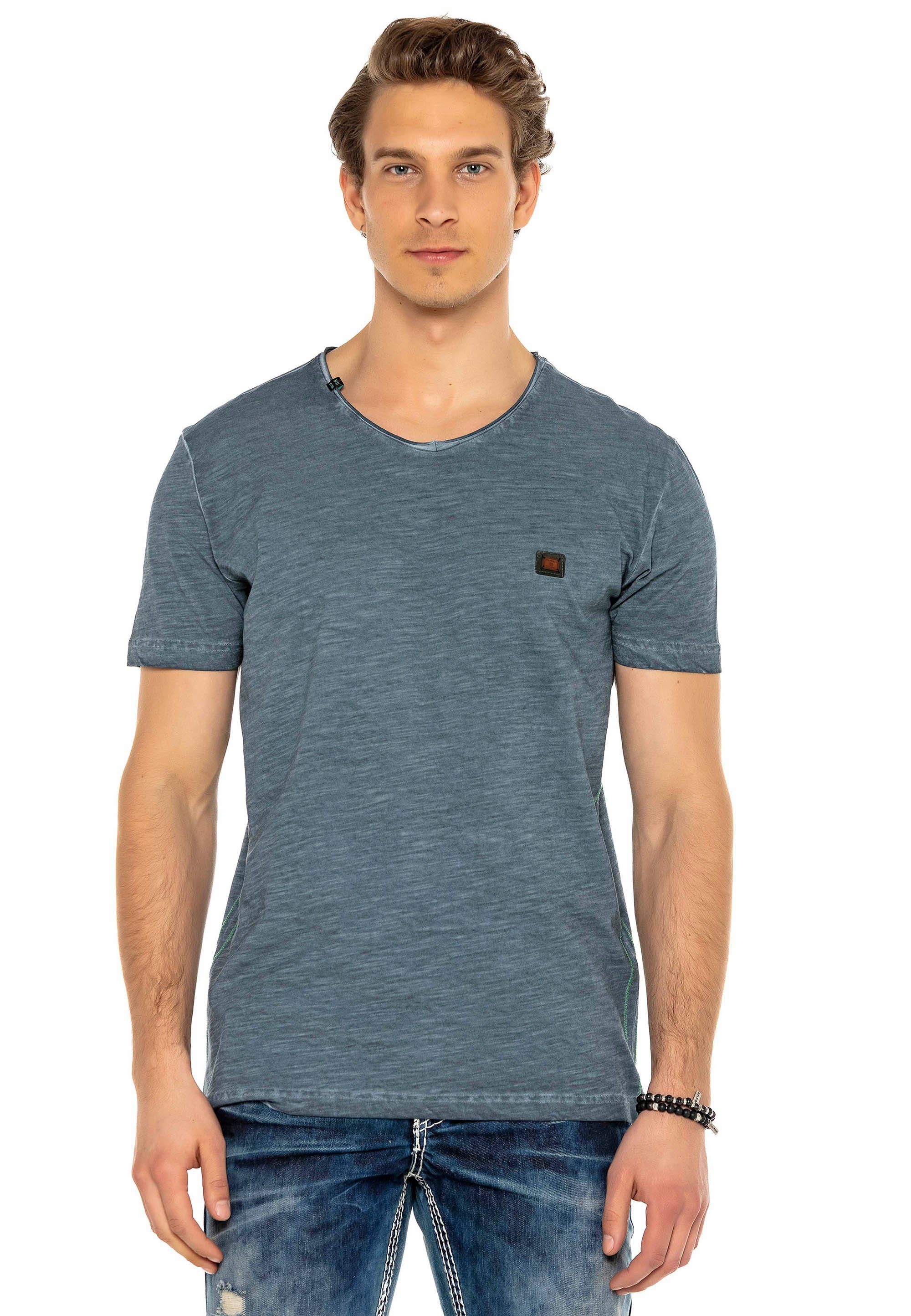 Cipo & kleinem T-Shirt indigo mit Baxx Logo-Patch