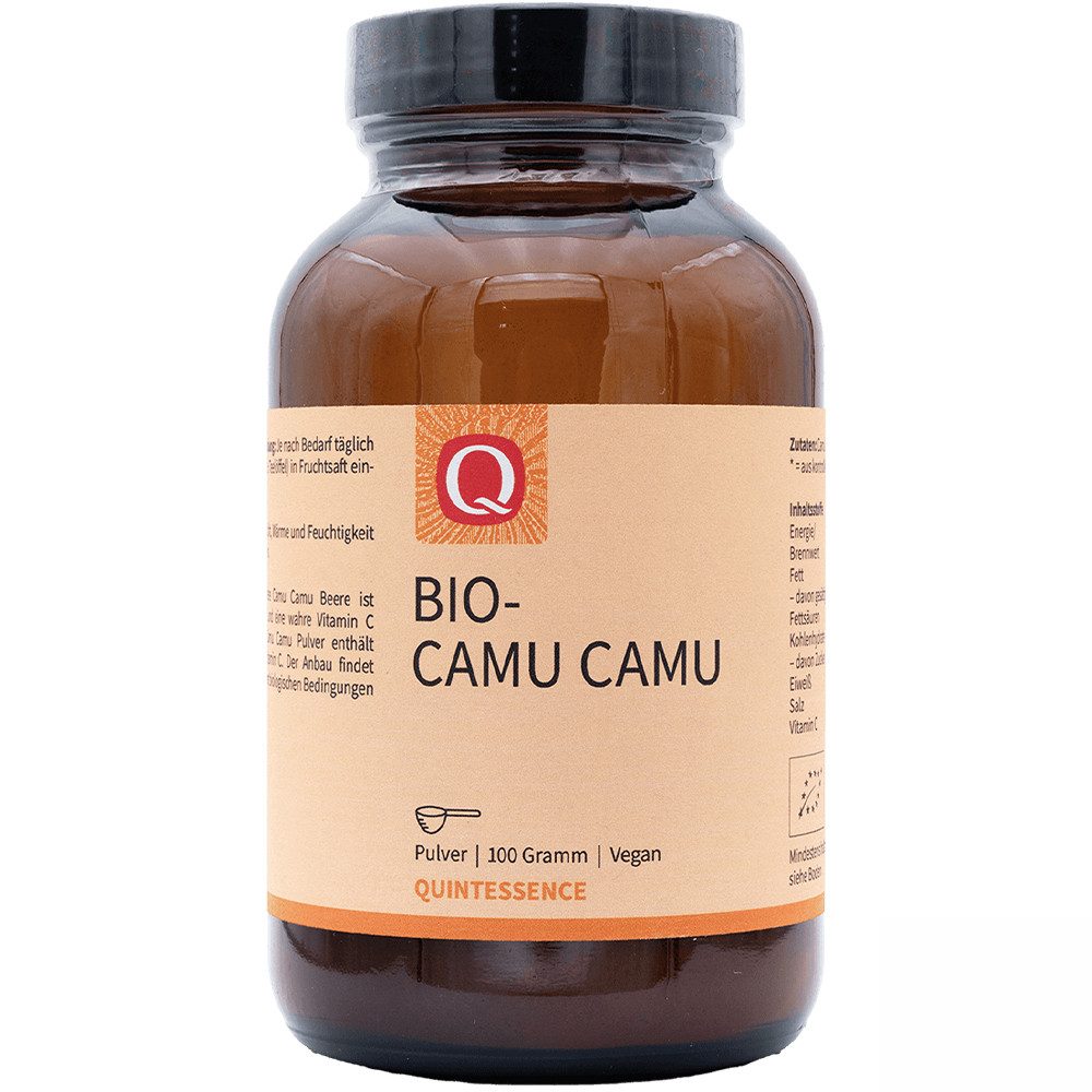 Quintessence Bio Camu Camu Pulver 100 g – 12 % natürliches Vitamin C Pulver, 100 g, Premiumqualität - Vitamin-C-reiches Fruchtpulver, ohne Zusätze