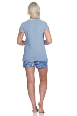 Normann Pyjama Damen Kurzarm Schlafanzug Shorty Streifenoptik - auch in Übergrößen