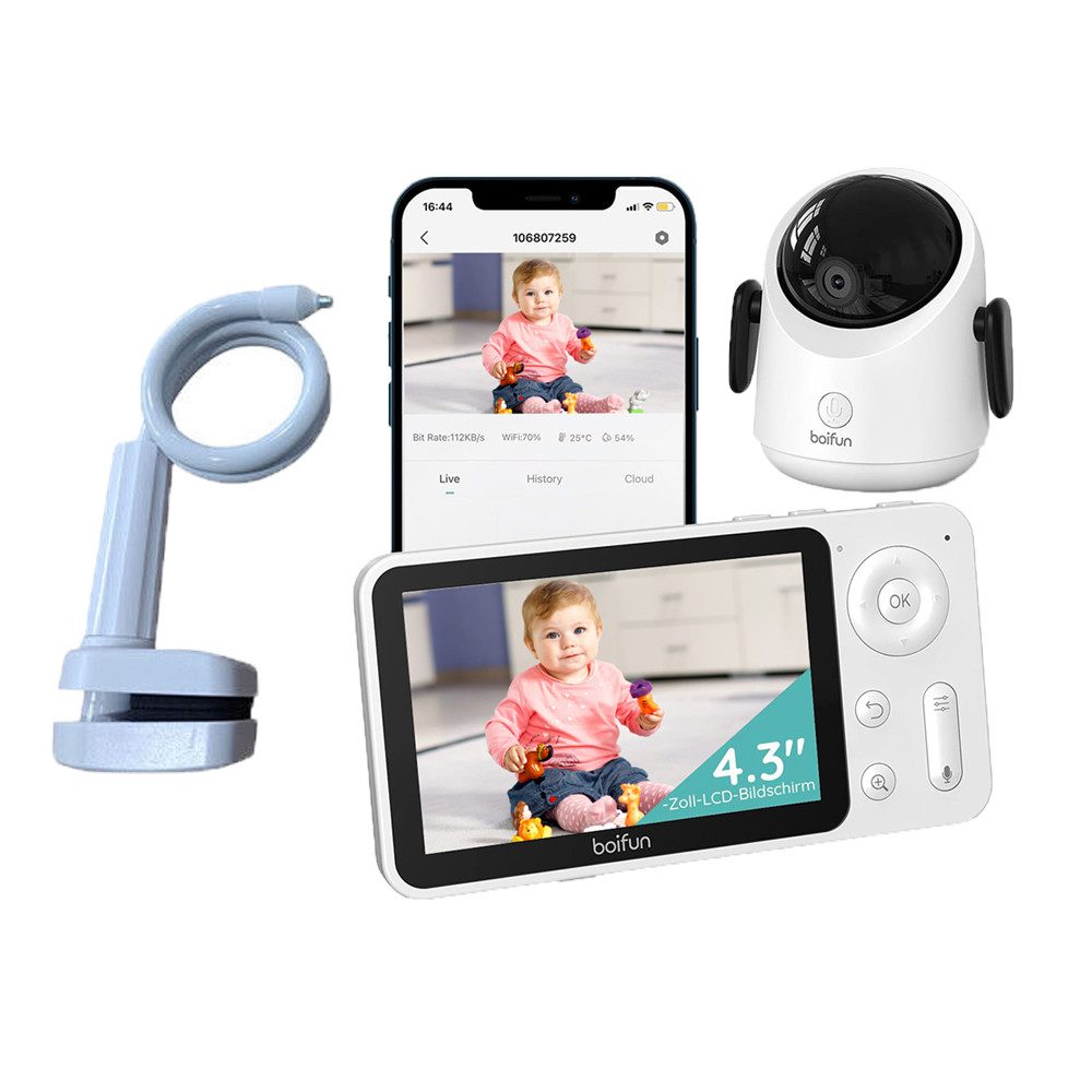 Babyphone WLAN Babyphone mit Kamera 4,3” 2MP Kamera App-Steuerung mit Halterung