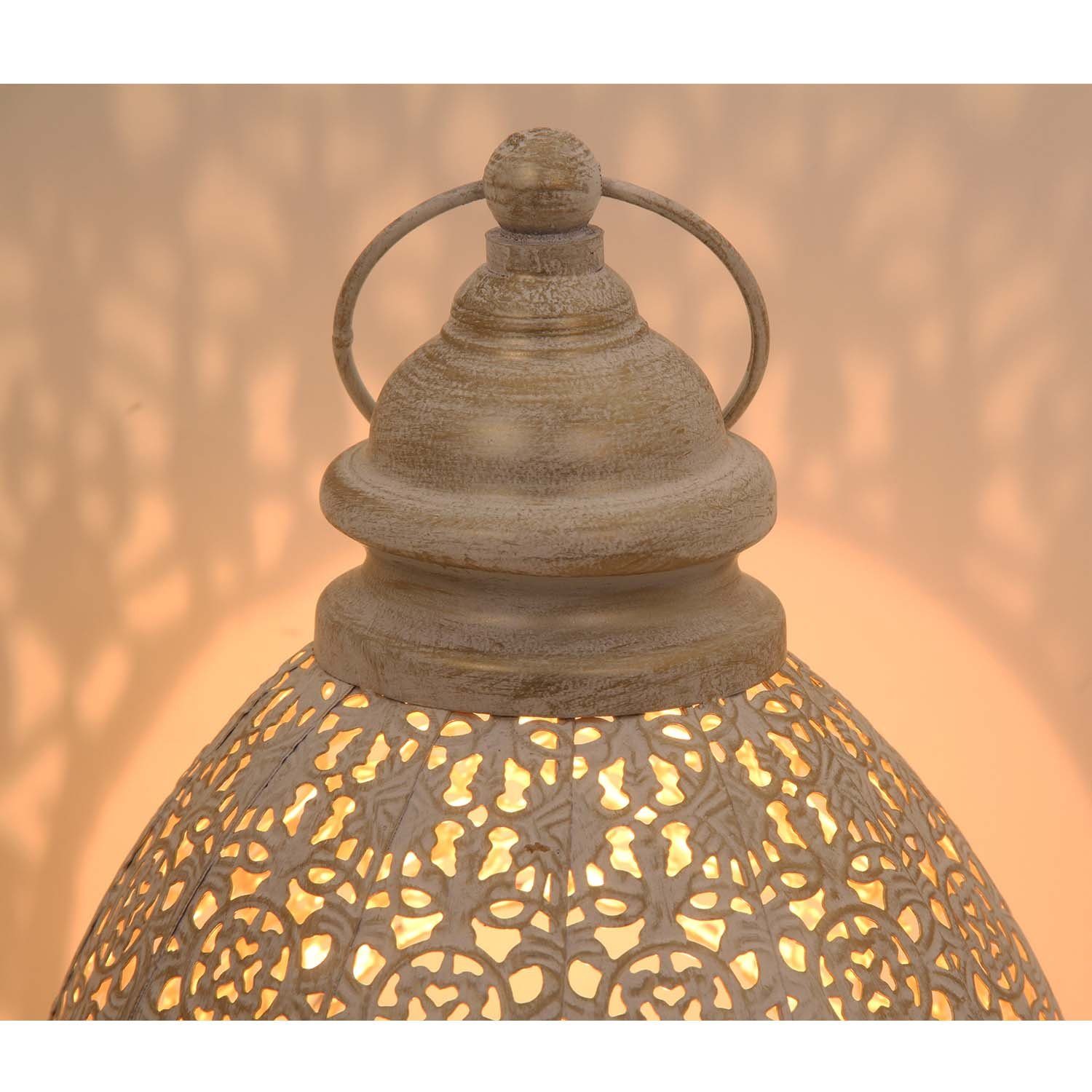 Casa Moro Kerzenlaterne Orientalische Laterne Omnia M in Shabby Chic Weiß Gold IRL2010 (Geschenk Dekoration Idee), Muttertag Ostern Deko, Marokkanisches Windlicht aus 1001 Nacht