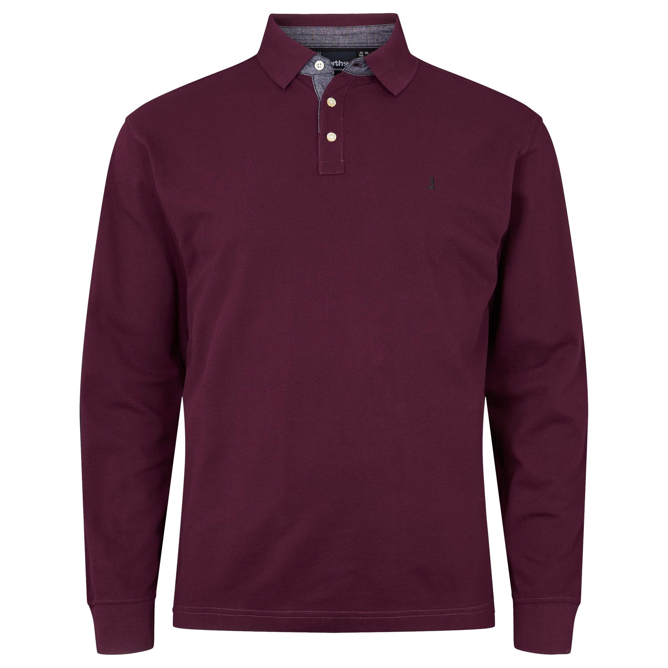 north 56 4 Langarm-Poloshirt Übergrößen Langarm Pique Polo von North 56°4  in aubergine