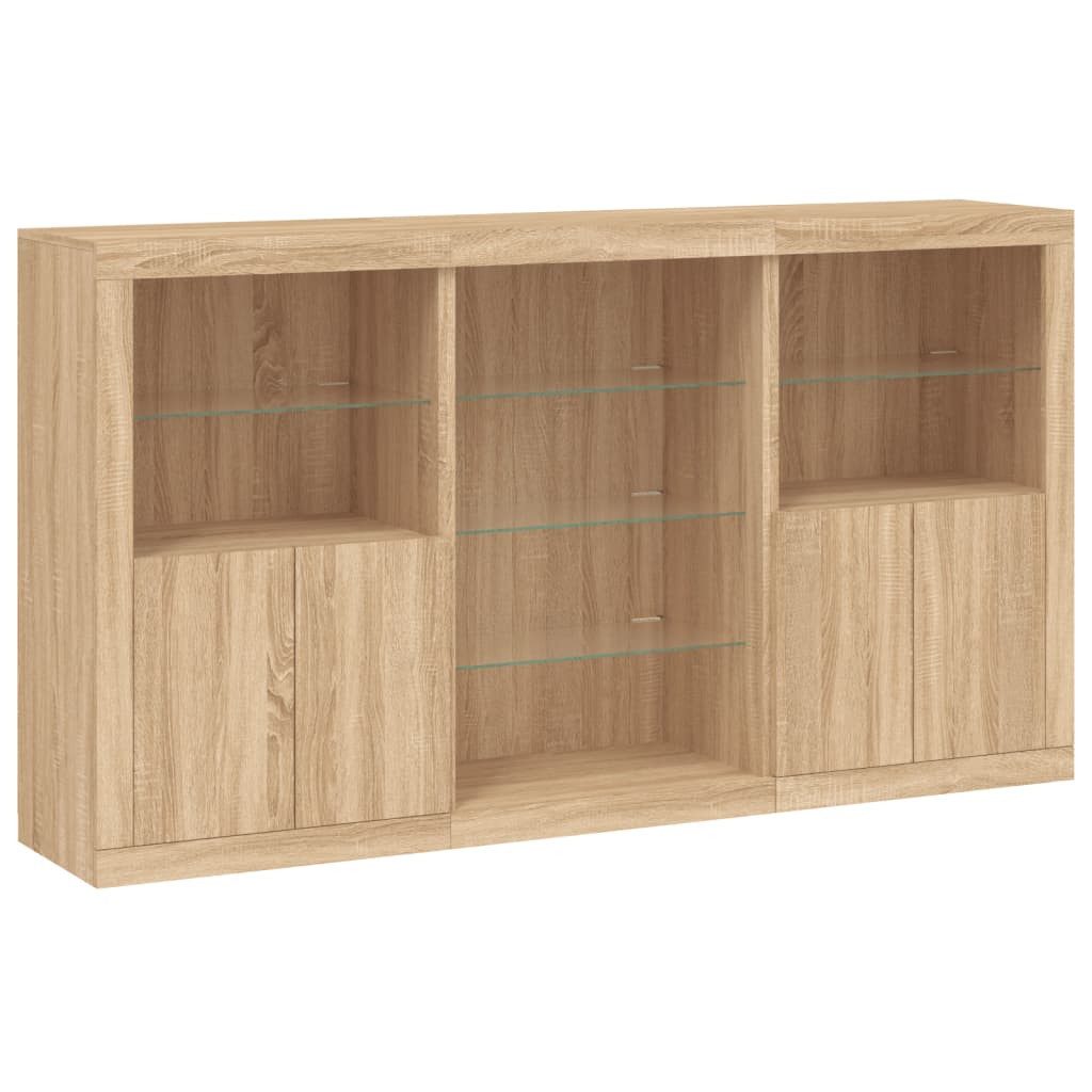 vidaXL Sideboard Sideboard mit LED-Leuchten Sonoma-Eiche 181,5x37x100 cm (1 St)