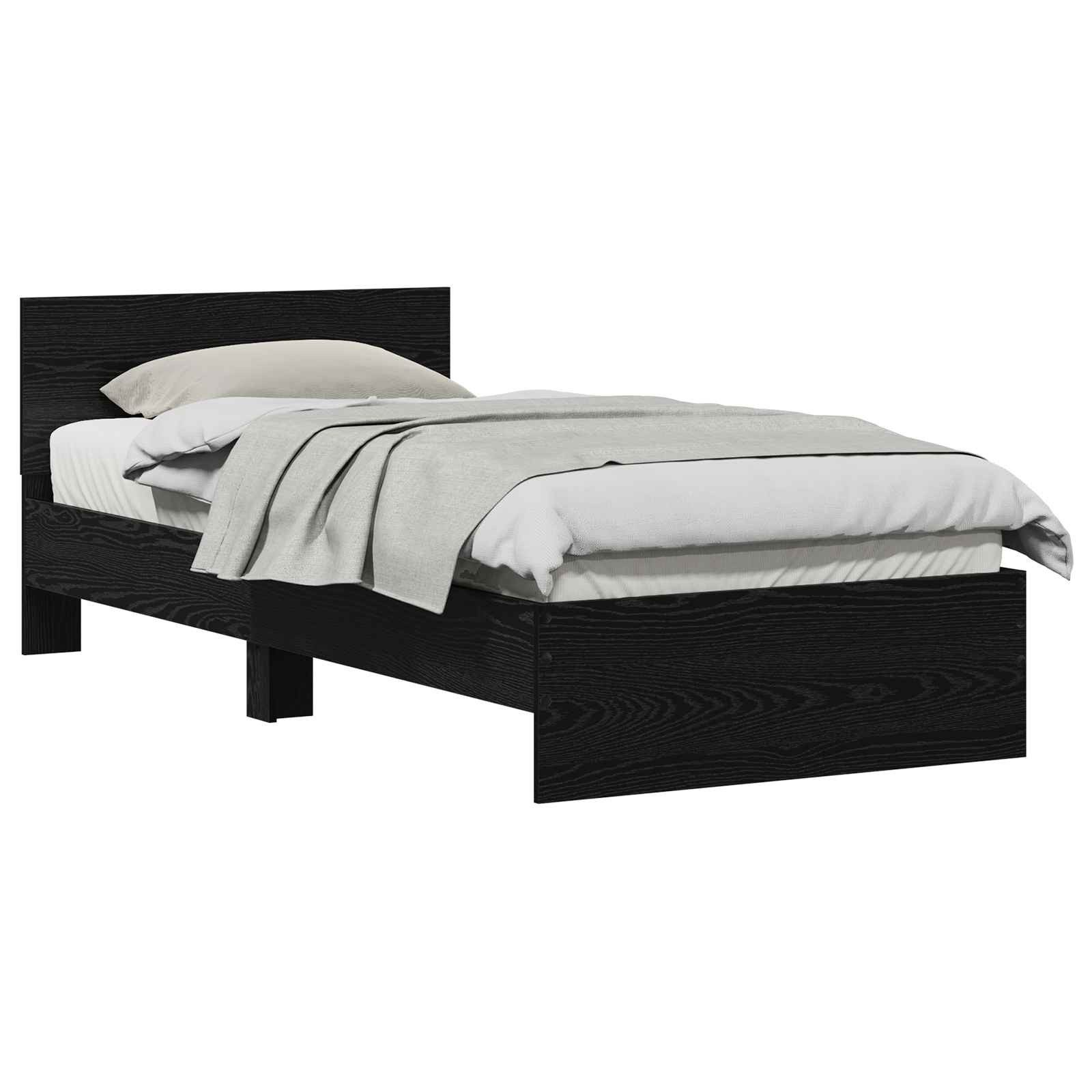 vidaXL Bett Bettgestell mit Kopfteil Schwarz Eichen-Optik 75 x 190 cm (1-tlg)