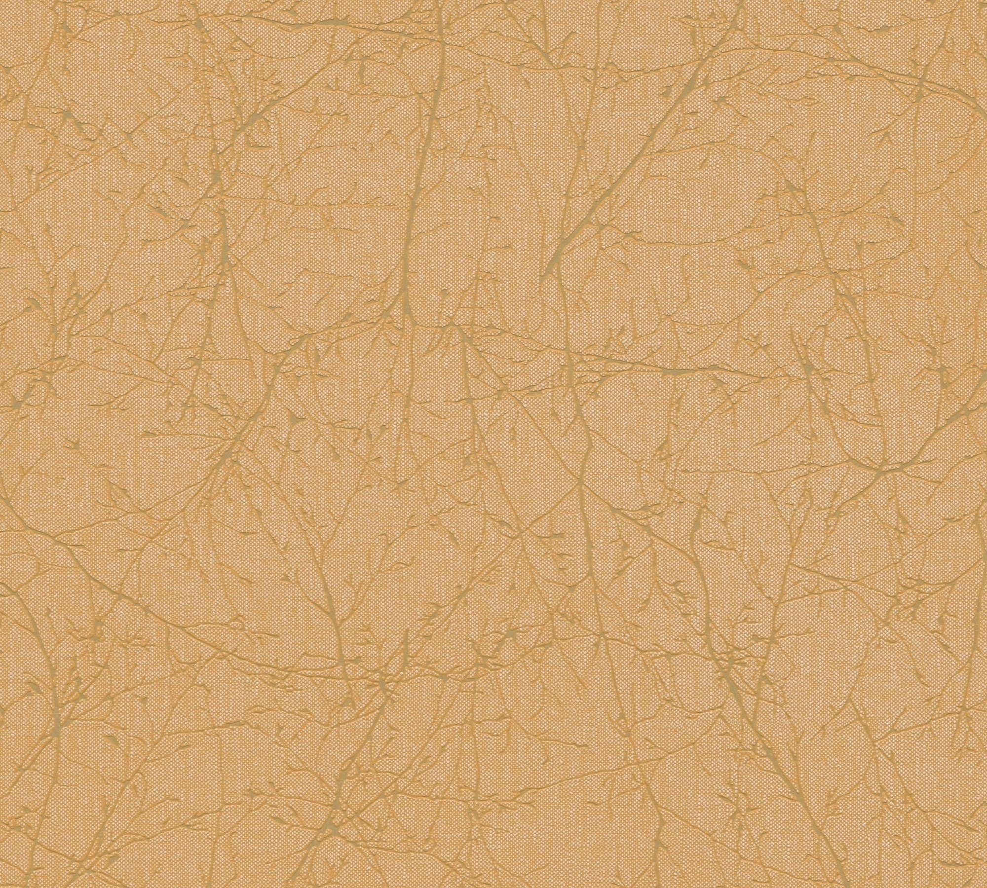A.S. Création Vliestapete Terra Tapete Natur-Tapete matt, St), Landhaus (1 Gold,Gelb Floral strukturiert, Äste