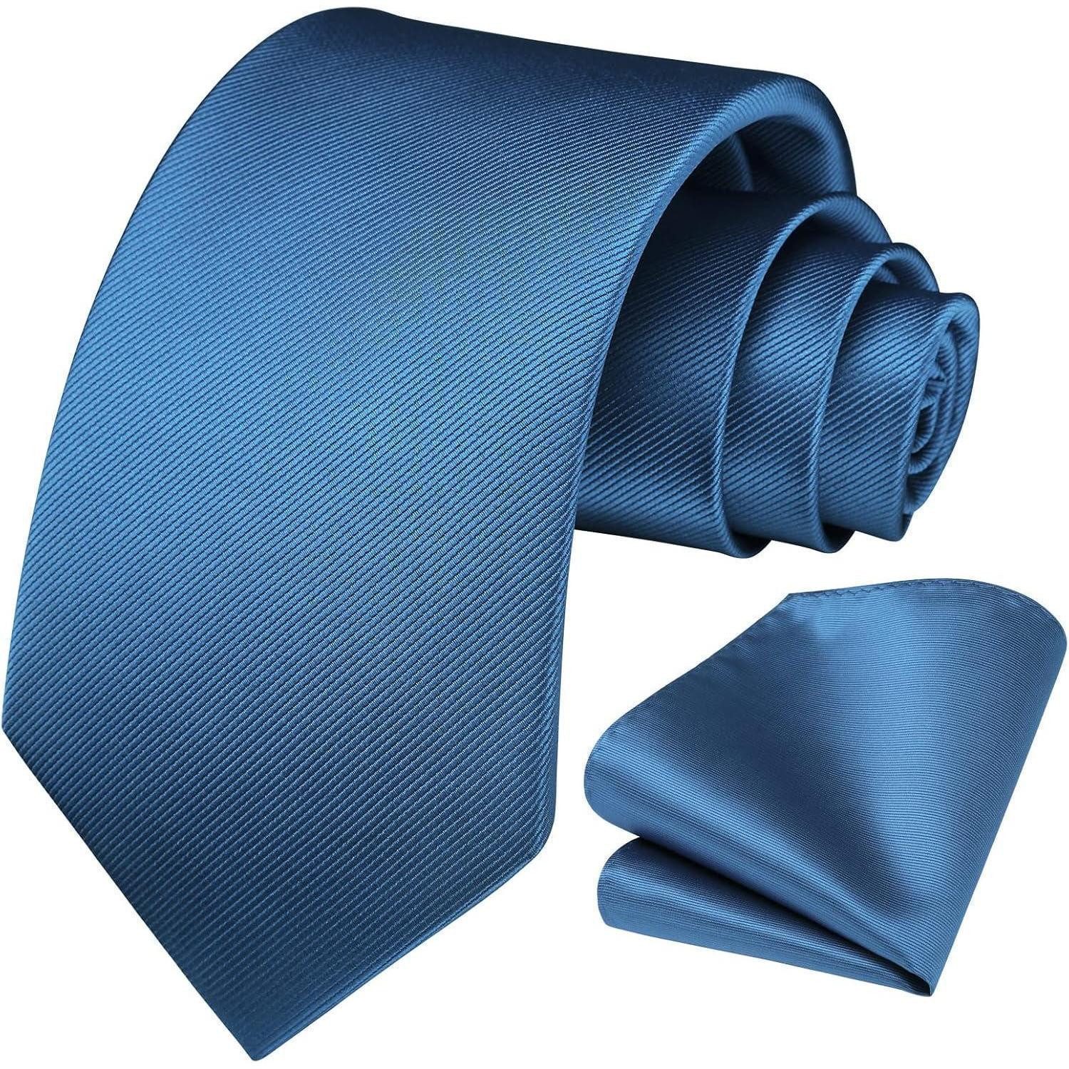 Krawatte Krawatte Herren Hochzeit Einstecktuch Set Einfarbig Solide E3 Blau 2