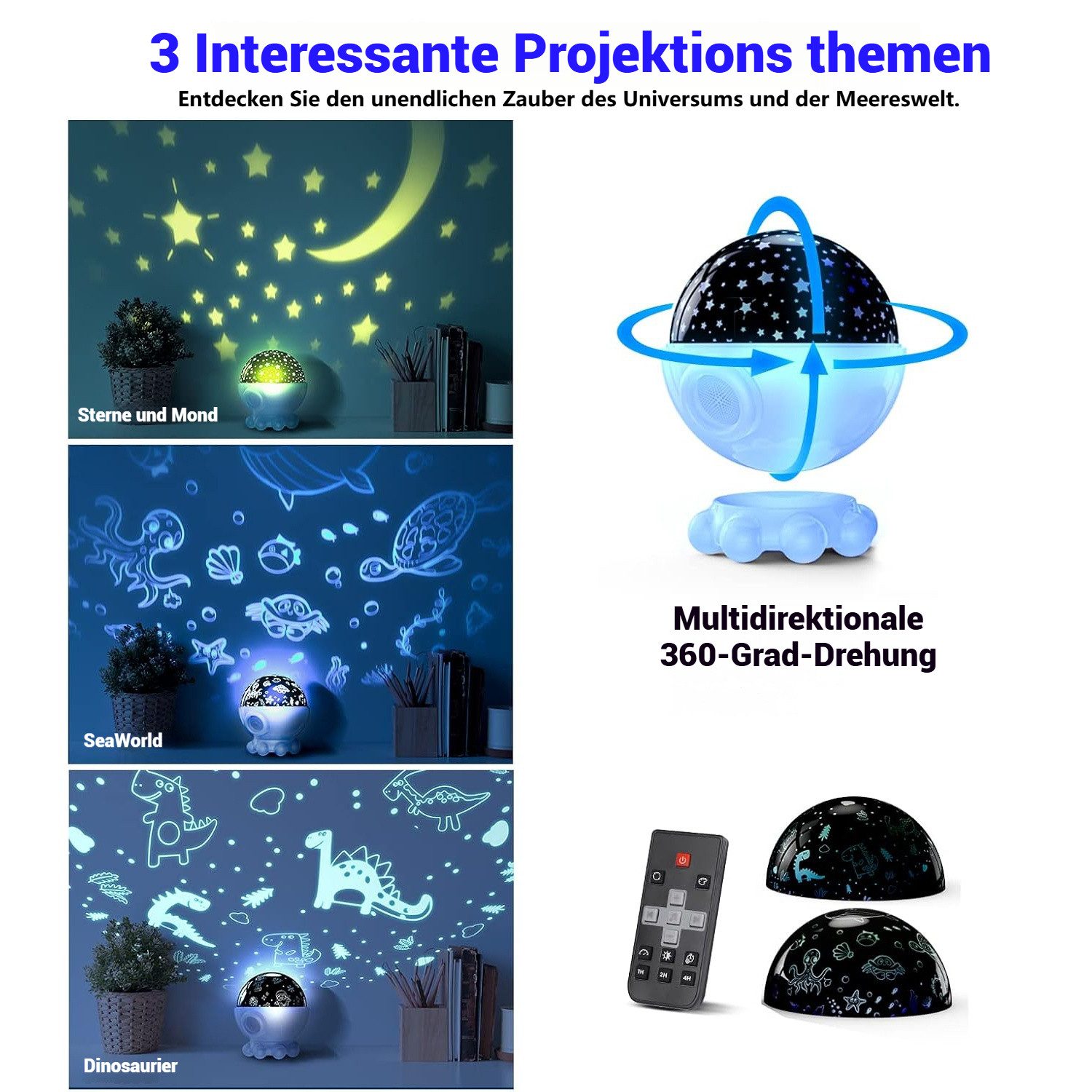 VIVIHEYDAY LED-Sternenhimmel Sternenhimmel Projektor Kinder, Rotierendes LED Sternenlicht Lampe, Nachtlicht Baby mit Timer 17 Lichteffekte Galaxy Projector, für Geburtstage und Kinderzimmer Dekoration