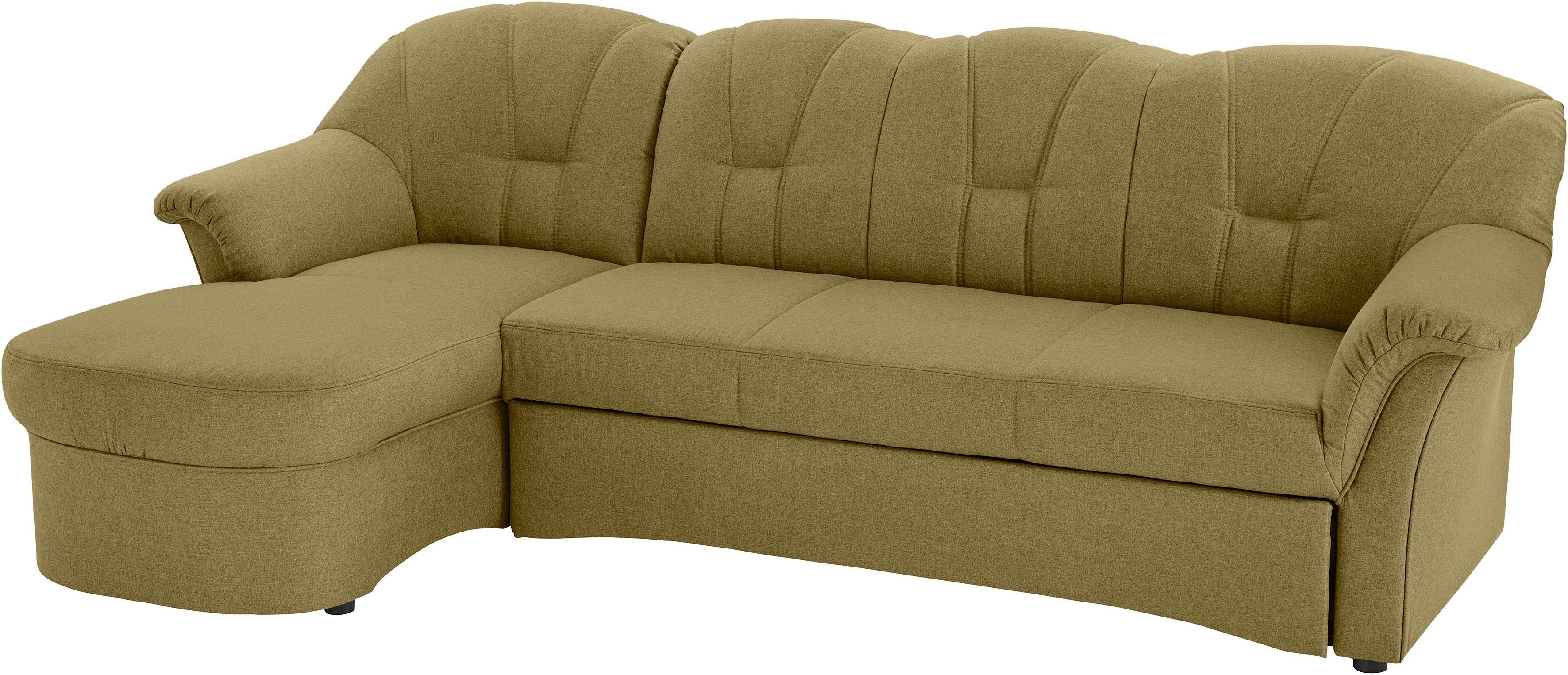 DOMO collection Ecksofa Papenburg, zeitlose Rückensteppung, elegante Formensprache, L-Form, in großer Farbvielfalt, wahlweise mit Bettfunktion
