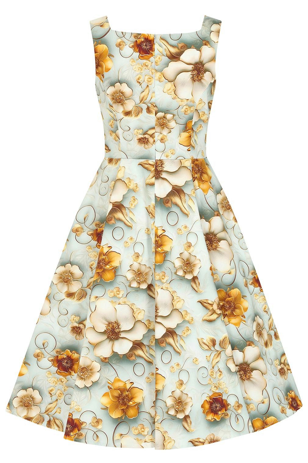 Hearts & Roses London A-Linien-Kleid Mavis Floral Swing Dress Retro Vintage Fit-N-Flare 50er