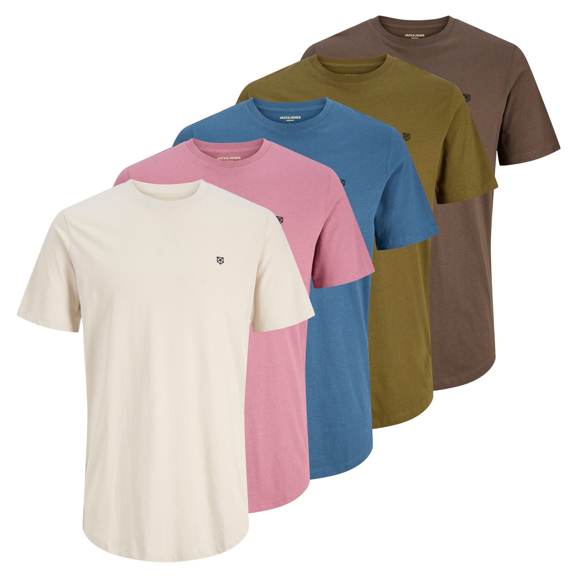 Jack & Jones T-Shirt Herren T-Shirt 5er Pack Baumwolle (Packung, 5er Pack) günstig online kaufen