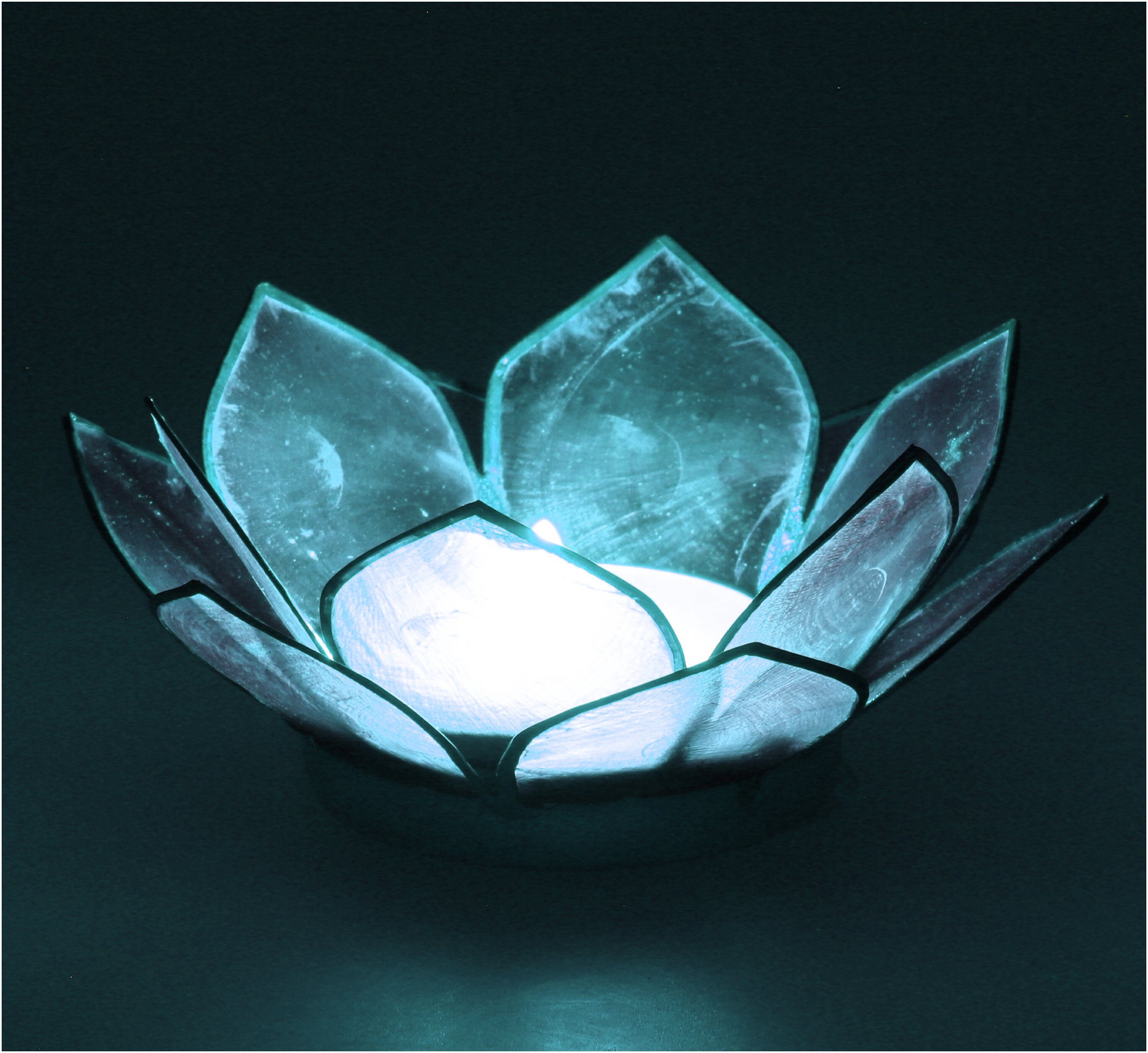 Guru-Shop Windlicht Lotus Teelicht Muschel 11*4 cm - himmelblau günstig online kaufen