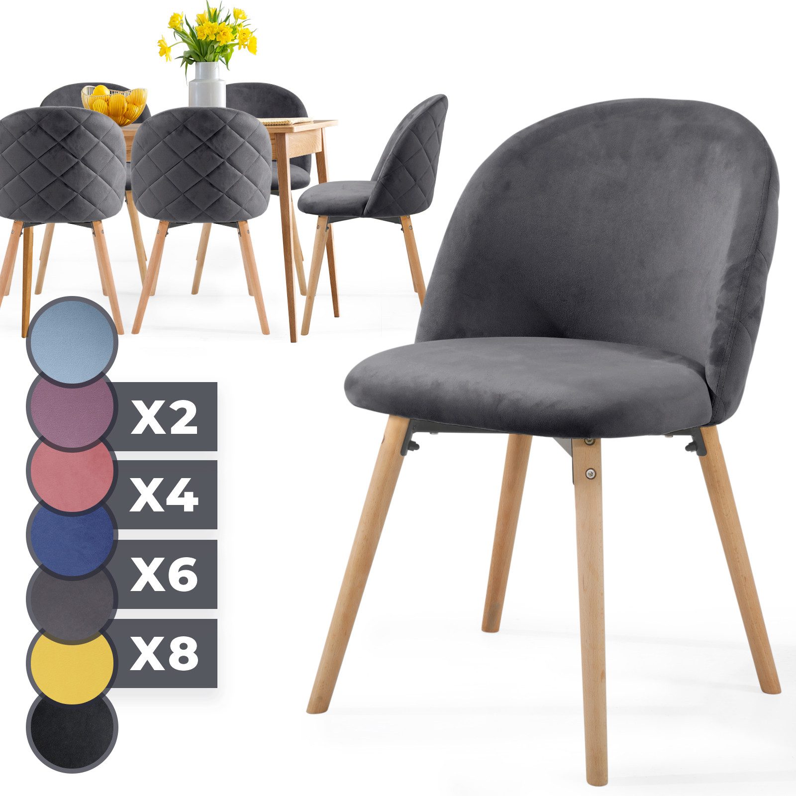 MIADOMODO Esszimmerstuhl -Farbwahl, 2/4/6/8Set, Gepolstert, Beine günstig online kaufen