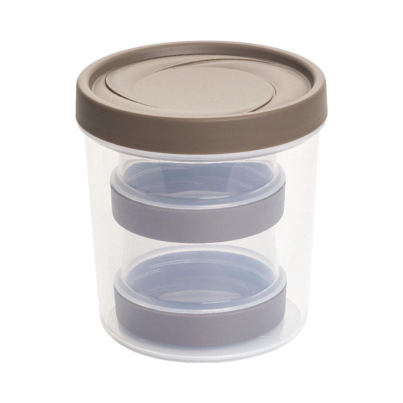 Engelland stapelbar), Set Plastikdose, mit Braun Vorratsdose BPA-frei, Gewürzdosen rund Schraubdeckel, 3-tlg., (Vorteils-Set, lebensmittelecht, Kunststoff, Kunststoff,