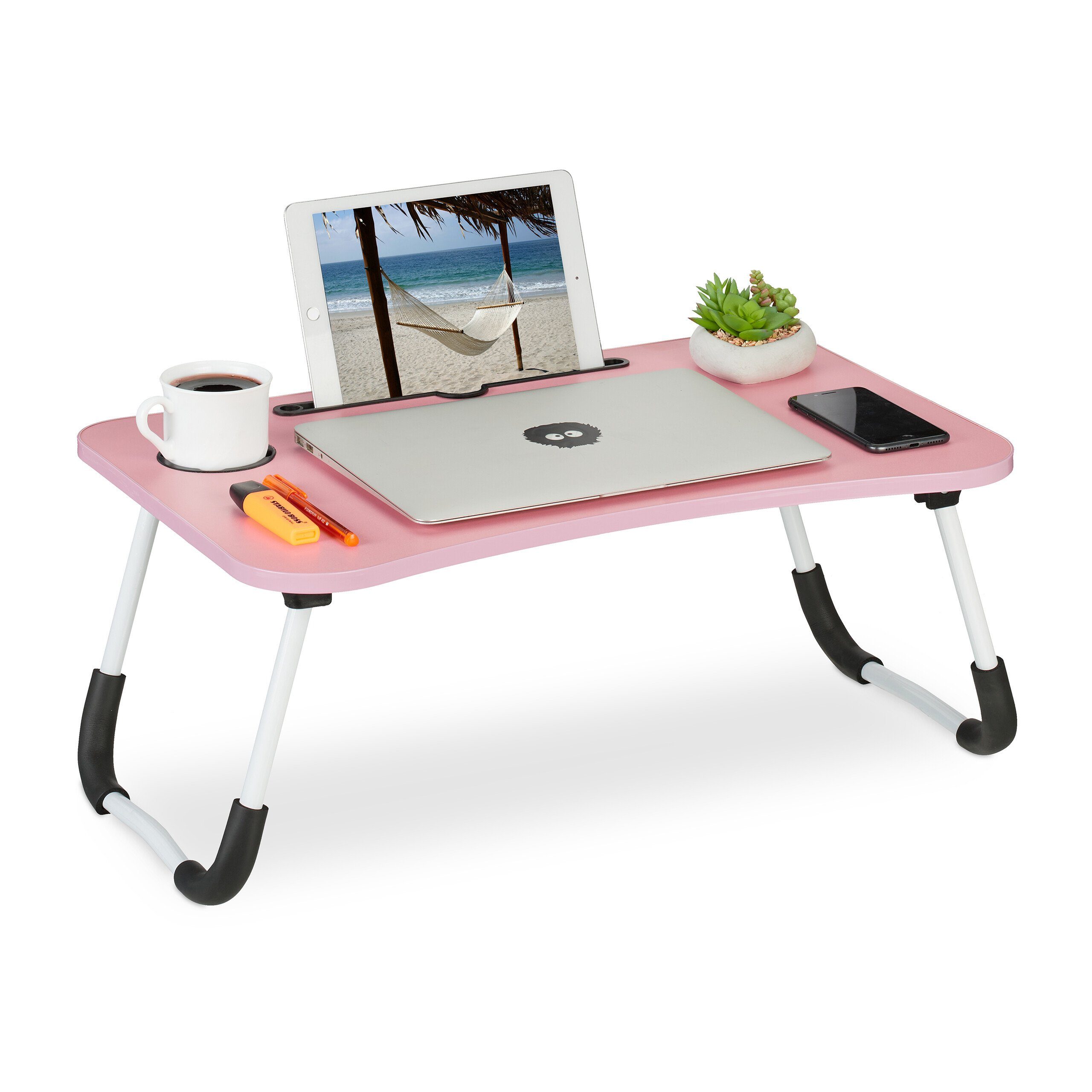 relaxdays Laptoptisch mit Tablet & Getränkehalt günstig online kaufen