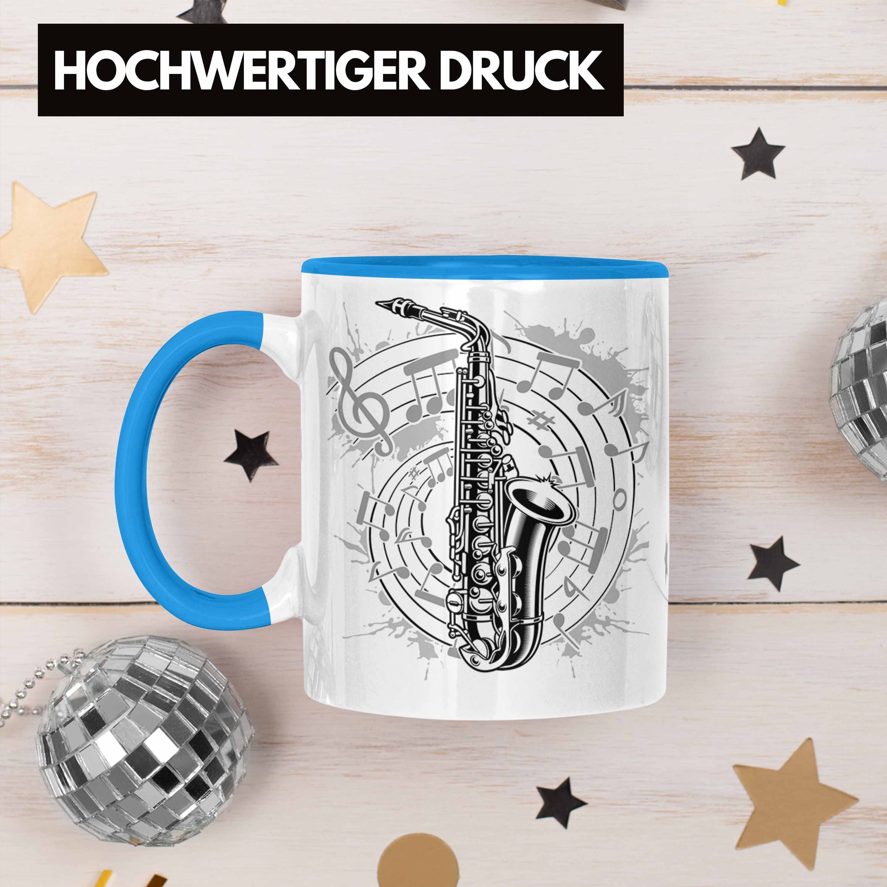 Musik Saxophon Blau Jazz Tasse Tasse Saxophon-Spieler Noten Trendation Musikinstrument