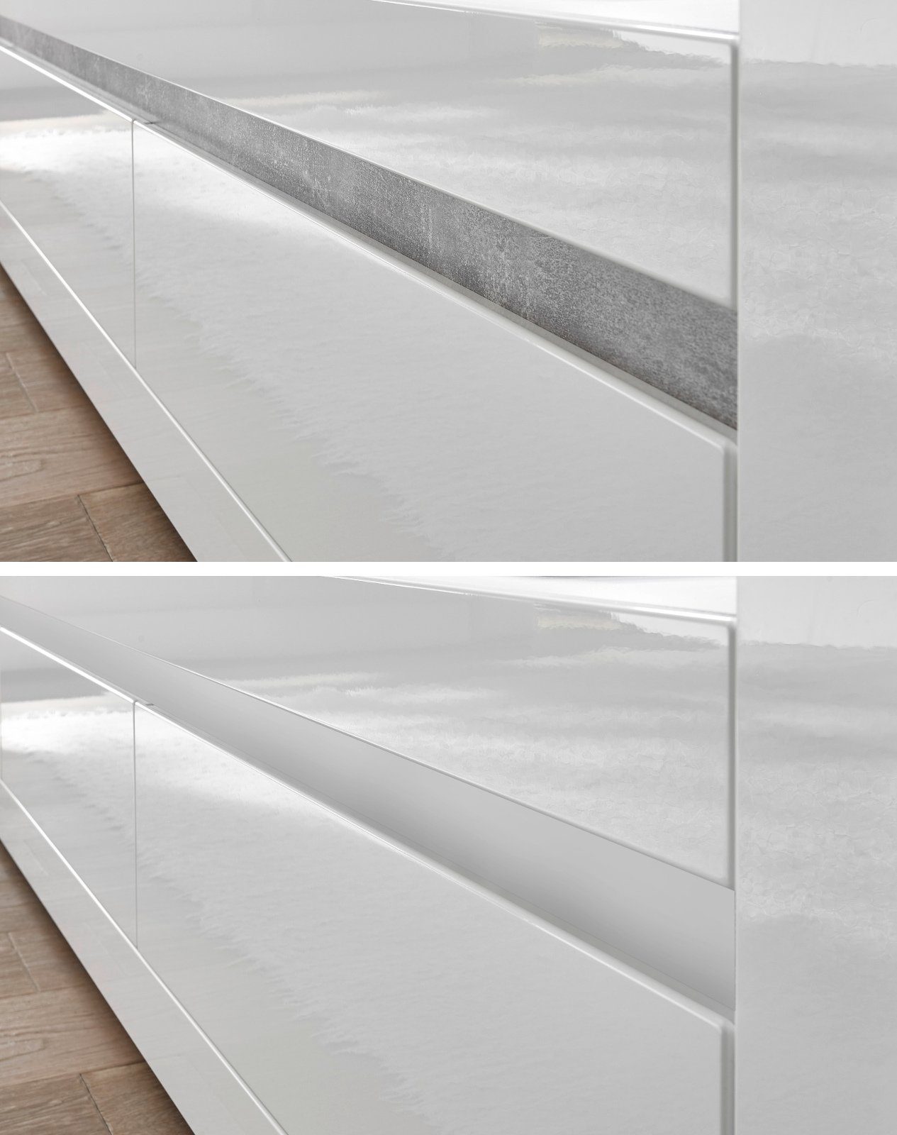 198 4-teilig Hochglanz, Wohnwand mit Soft-Close in x weiß, 300 Nobile, cm), Furn.Design (Anbauwand