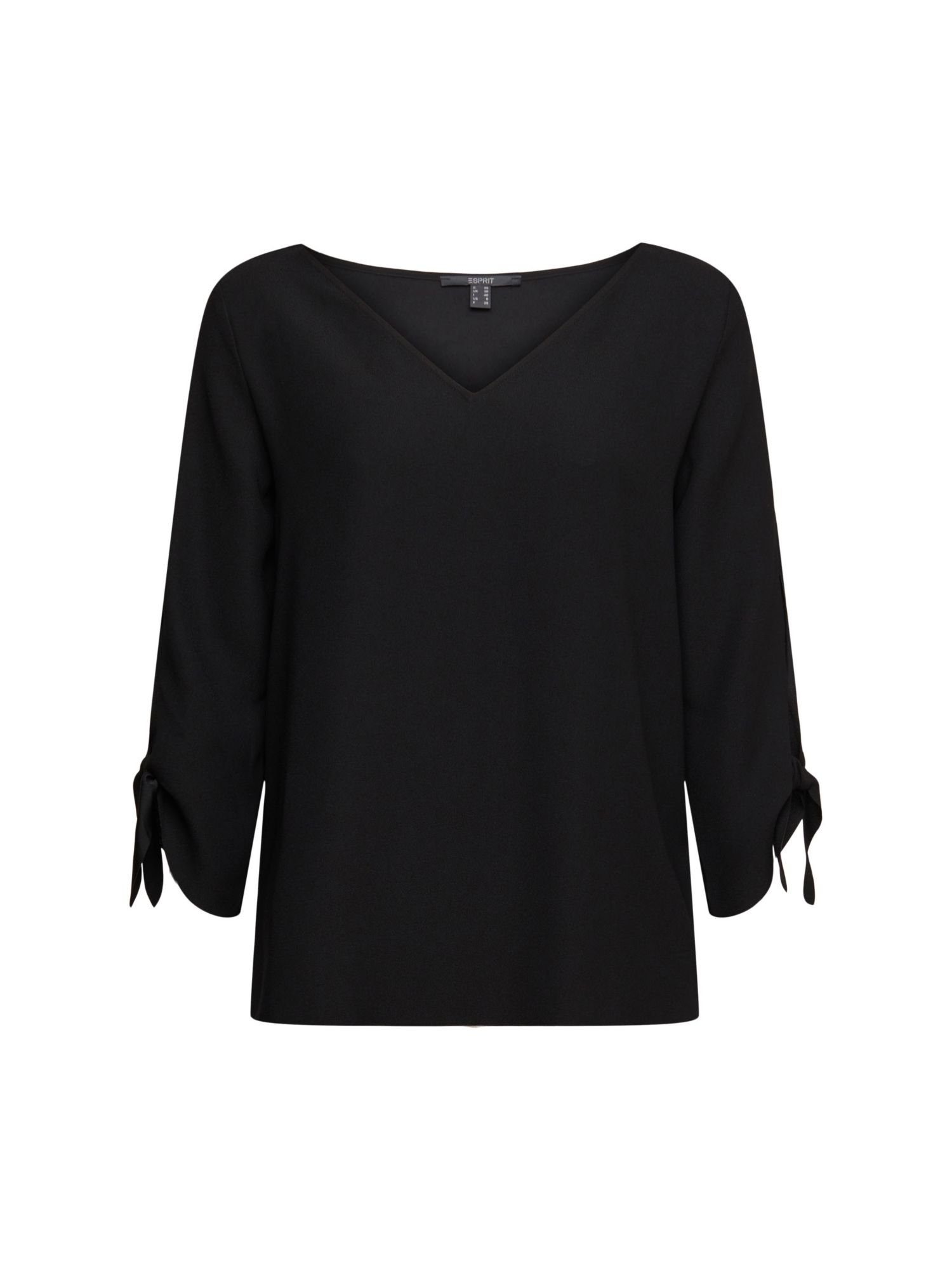 Esprit Collection Langarmbluse Stretch-Bluse mit offenen Kanten BLACK