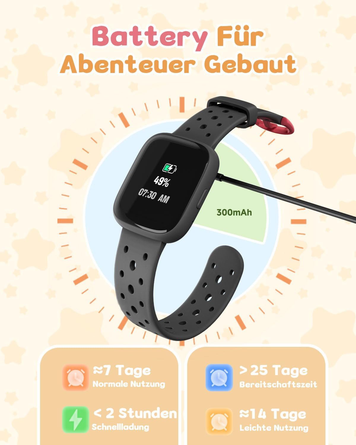 TICTIKY BW02 Smartwatch (4,6 cm, android ios), Kinder Smartwatch mit 1.83" HD Display, Sportmodi