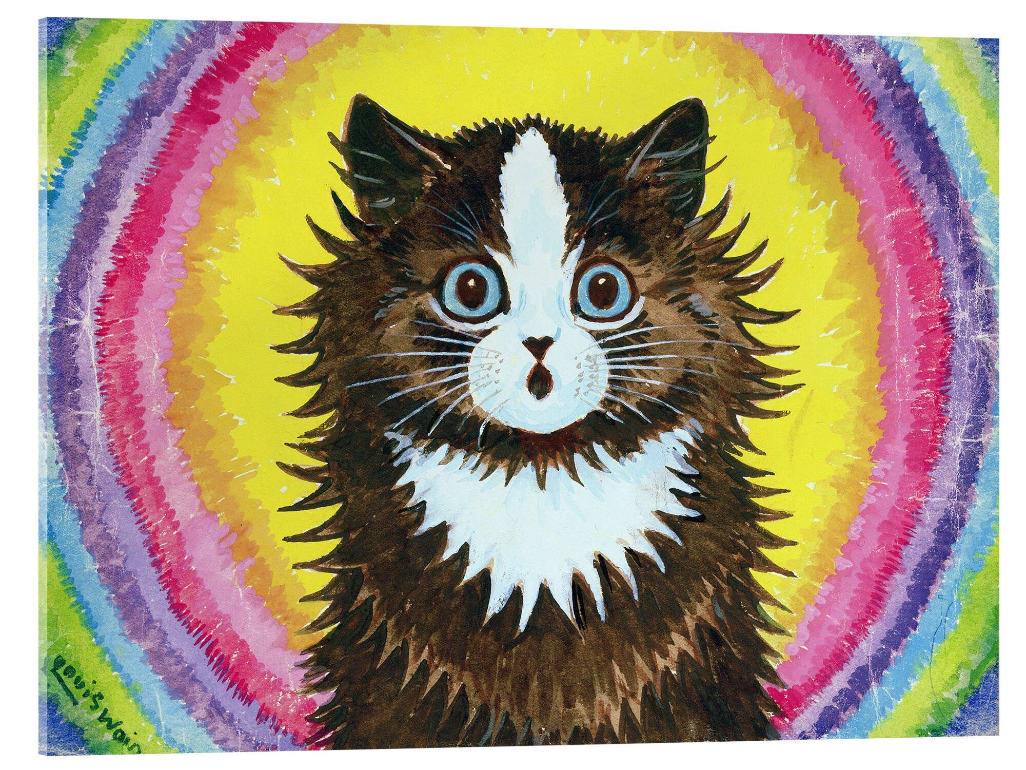 Posterlounge Wandbild Katze in einem Regenbogen, Louis Wain, erhältlich als Poster, Leinwandbild, Wandsticker oder Acrylglasbild