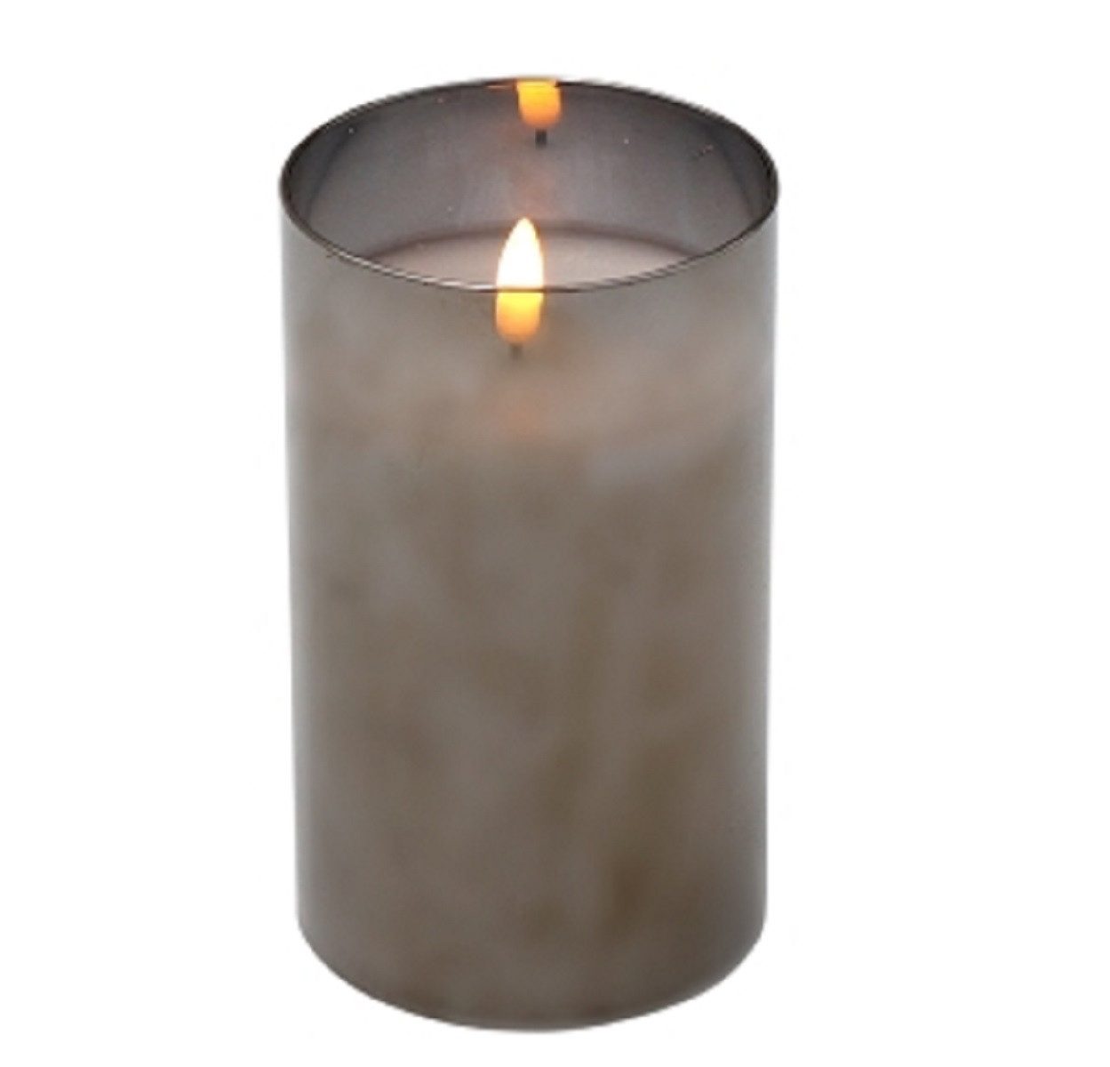 Werner Voß Stehlampe LED Kerze im Glas 3D Flamme Effekt mit Timer grau anthrazit silber