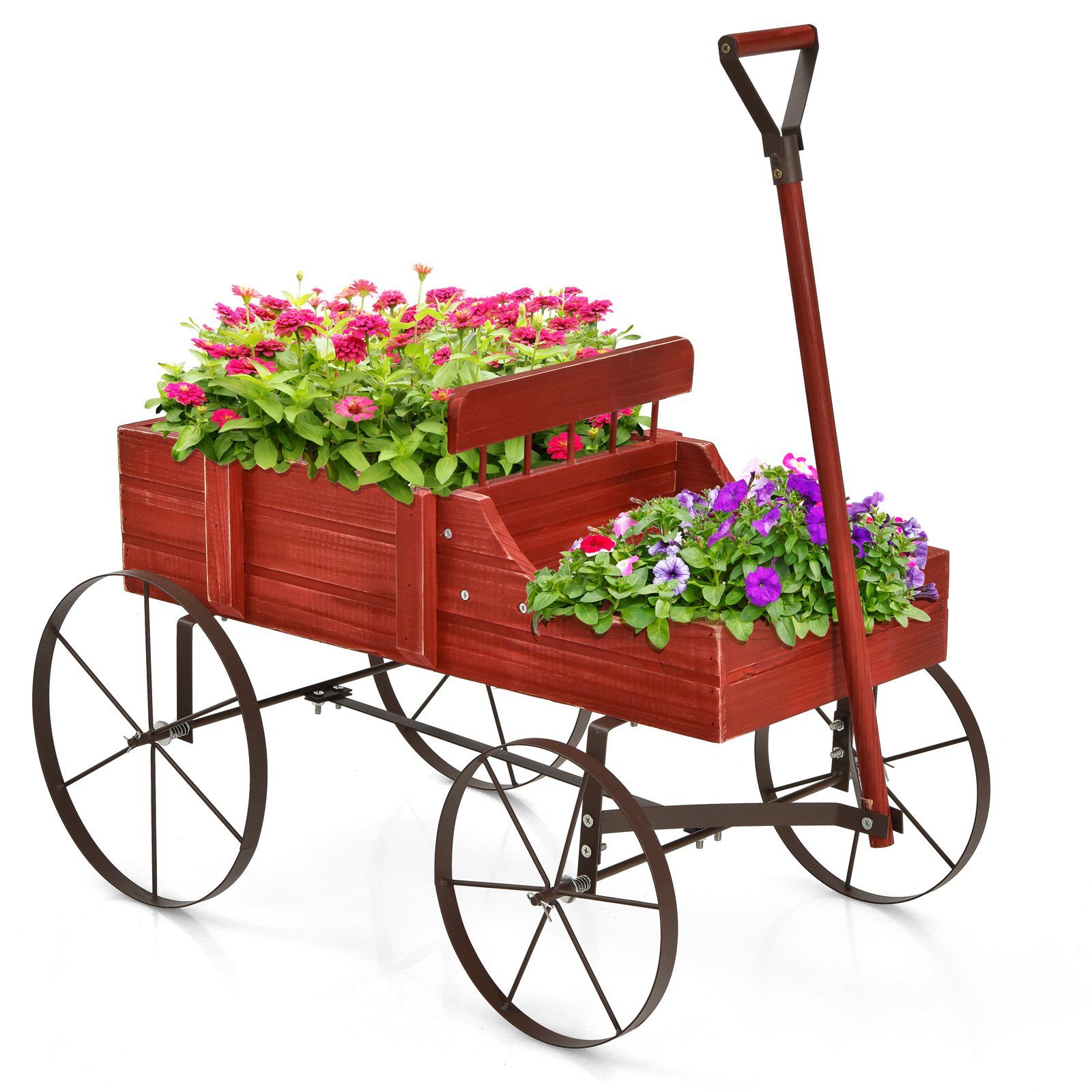 COSTWAY Blumenständer, Pflanzwagen mit 4 Metallrädern & Griff, 62x34x60cm