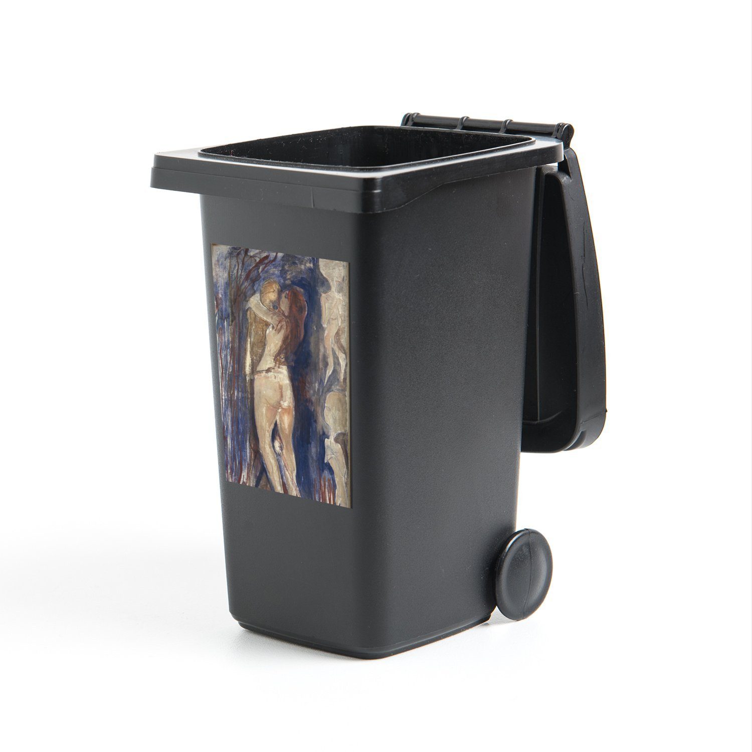 MuchoWow Wandsticker Tod und Leben - Edvard Munch (1 St), Mülleimer-aufkleber, Mülltonne, Sticker, Container, Abfalbehälter