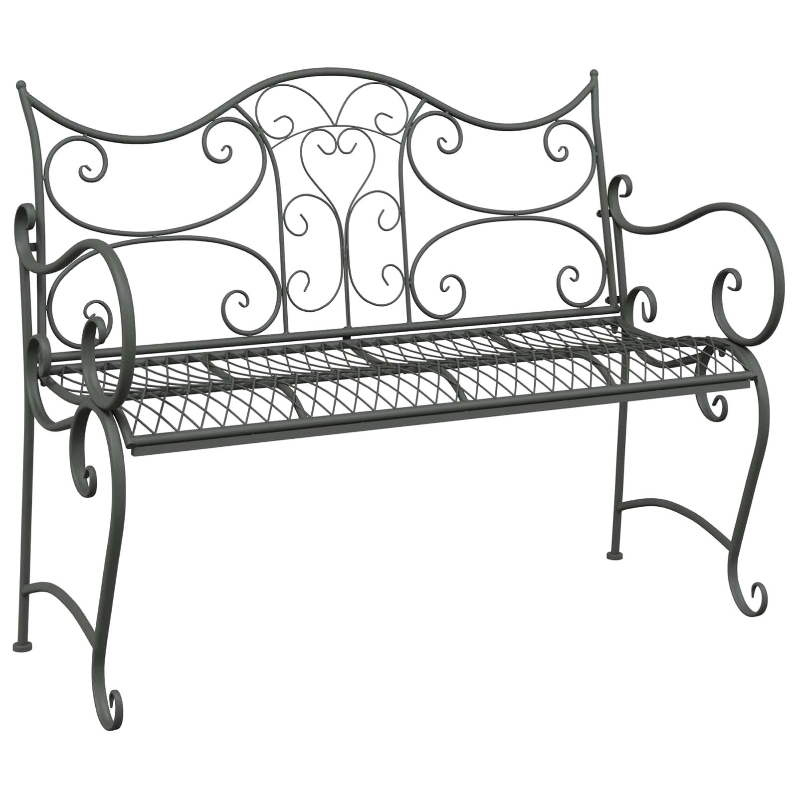 vidaXL Gartenbank Gartenbank 2-Sitzanzahl 114 x 56,5 x 90 cm Stahl Silber Grau (1-St)