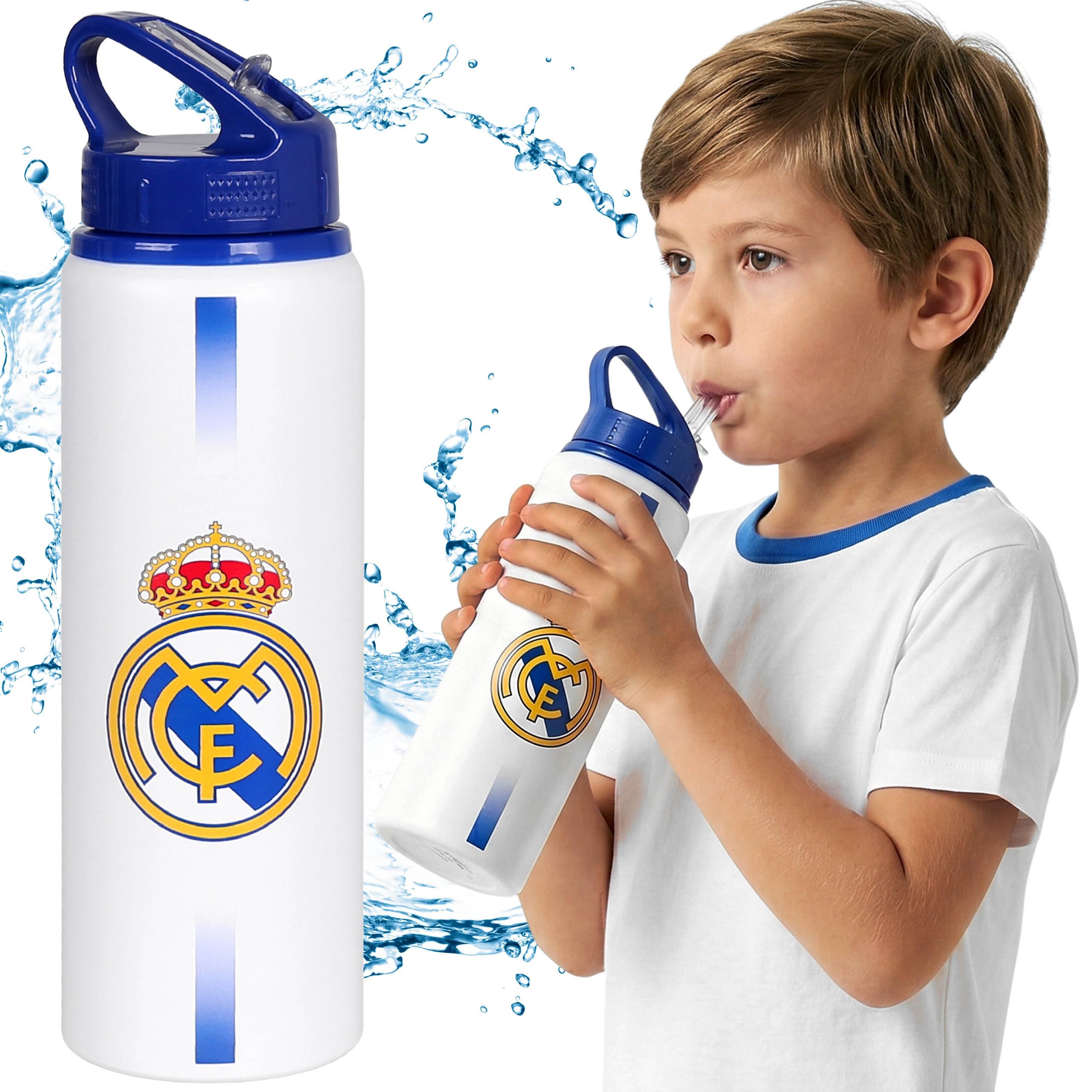 Real Madrid Trinkflasche Real Madrid Trinkflasche für Jungen mit Griff, Aluminium, 750 ml