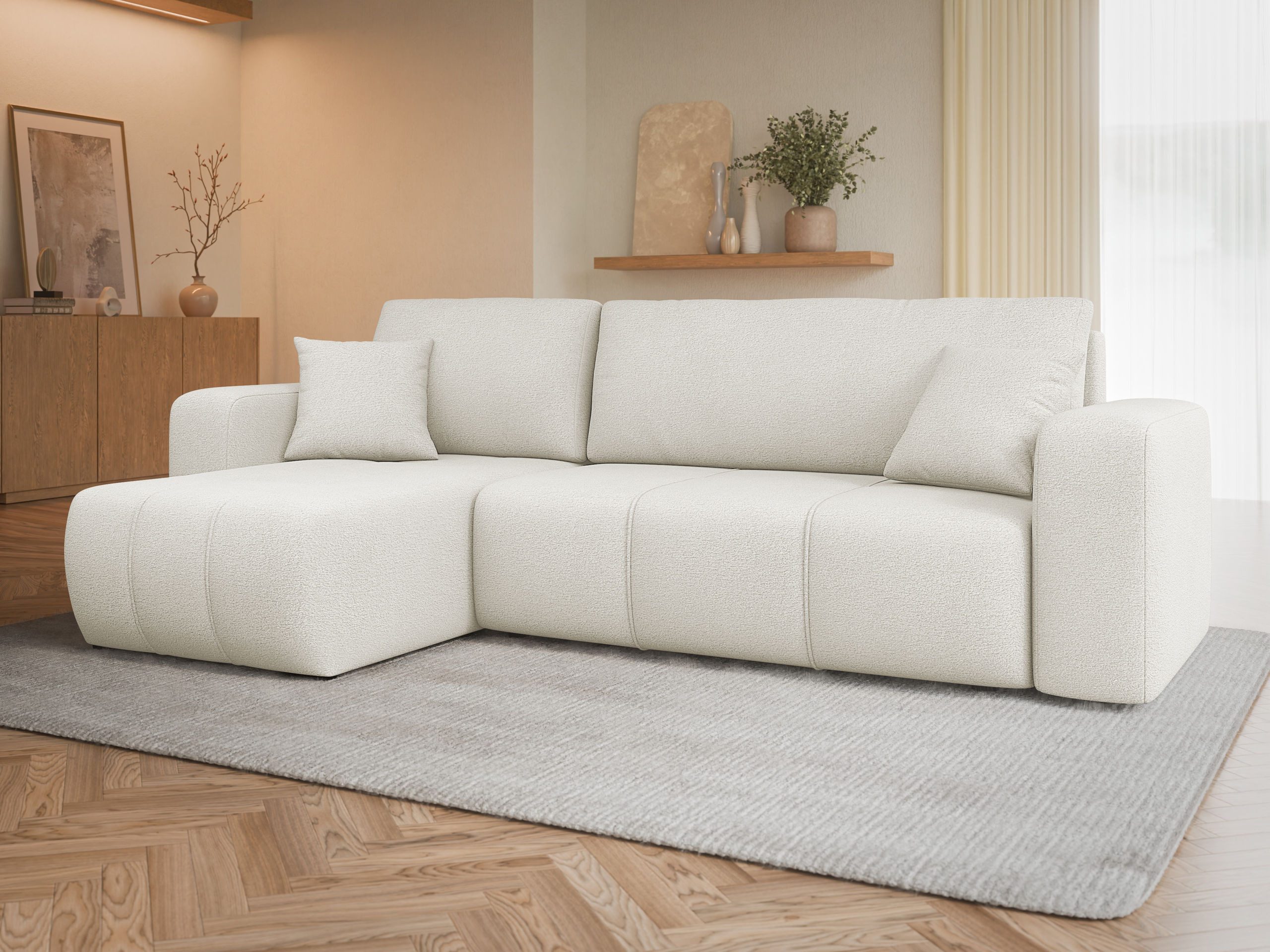 MIRJAN24 Ecksofa Fetrinu, mit Bettkasten und Schlaffunktion, L-Form, Seite Universal