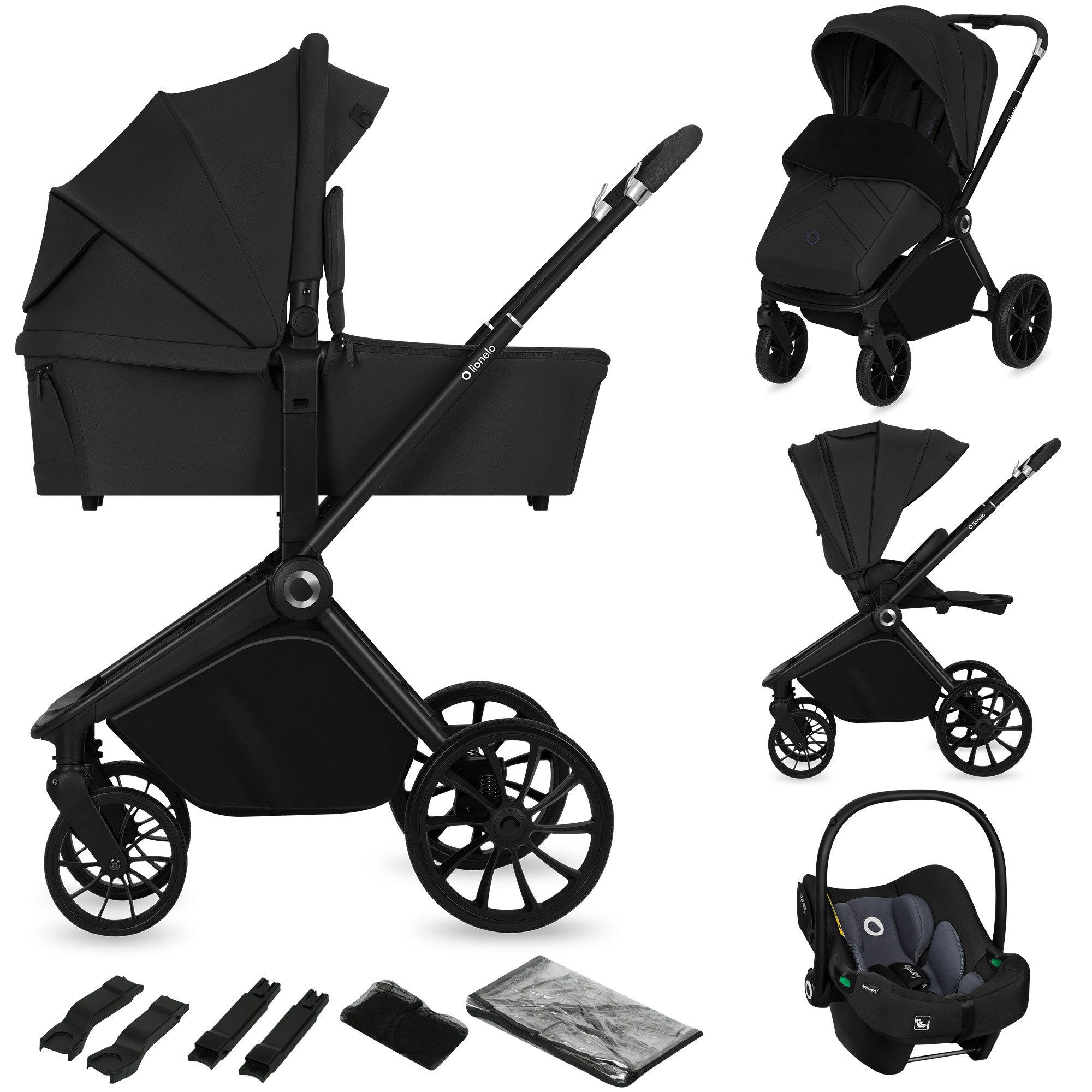 lionelo Kombi-Kinderwagen MIKA PLUS 3IN1, (Set), 3in1 Set mit Astrid i-size/XXL-Verdeck/Komfortable Dämpfung