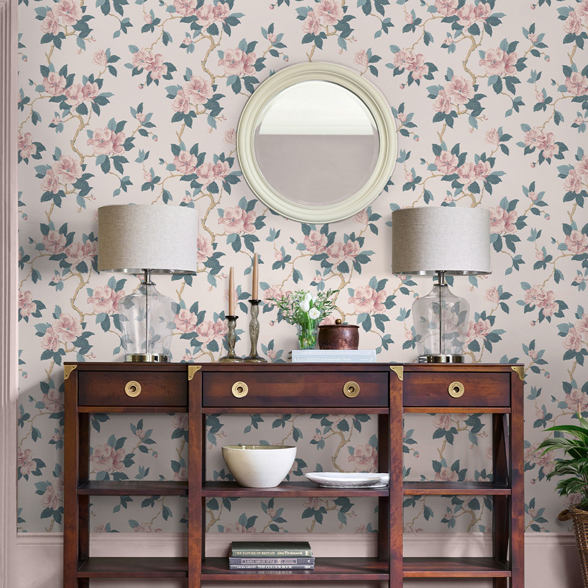 LAURA ASHLEY Vliestapete MAYA, glatt, floral, (1 St), Design Tapeten