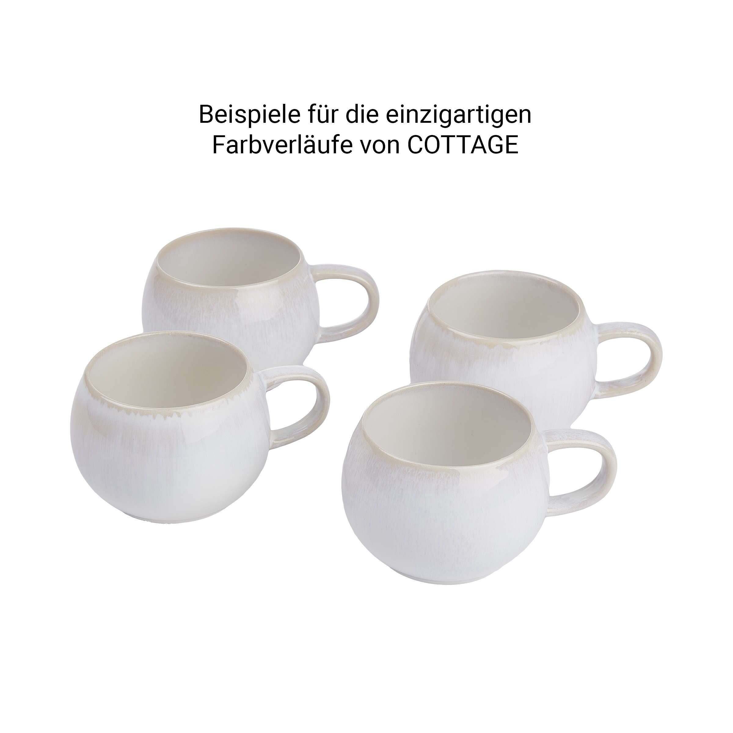 4x Tasse Tasse Weiß BUTLERS 350ml, Steinzeug COTTAGE