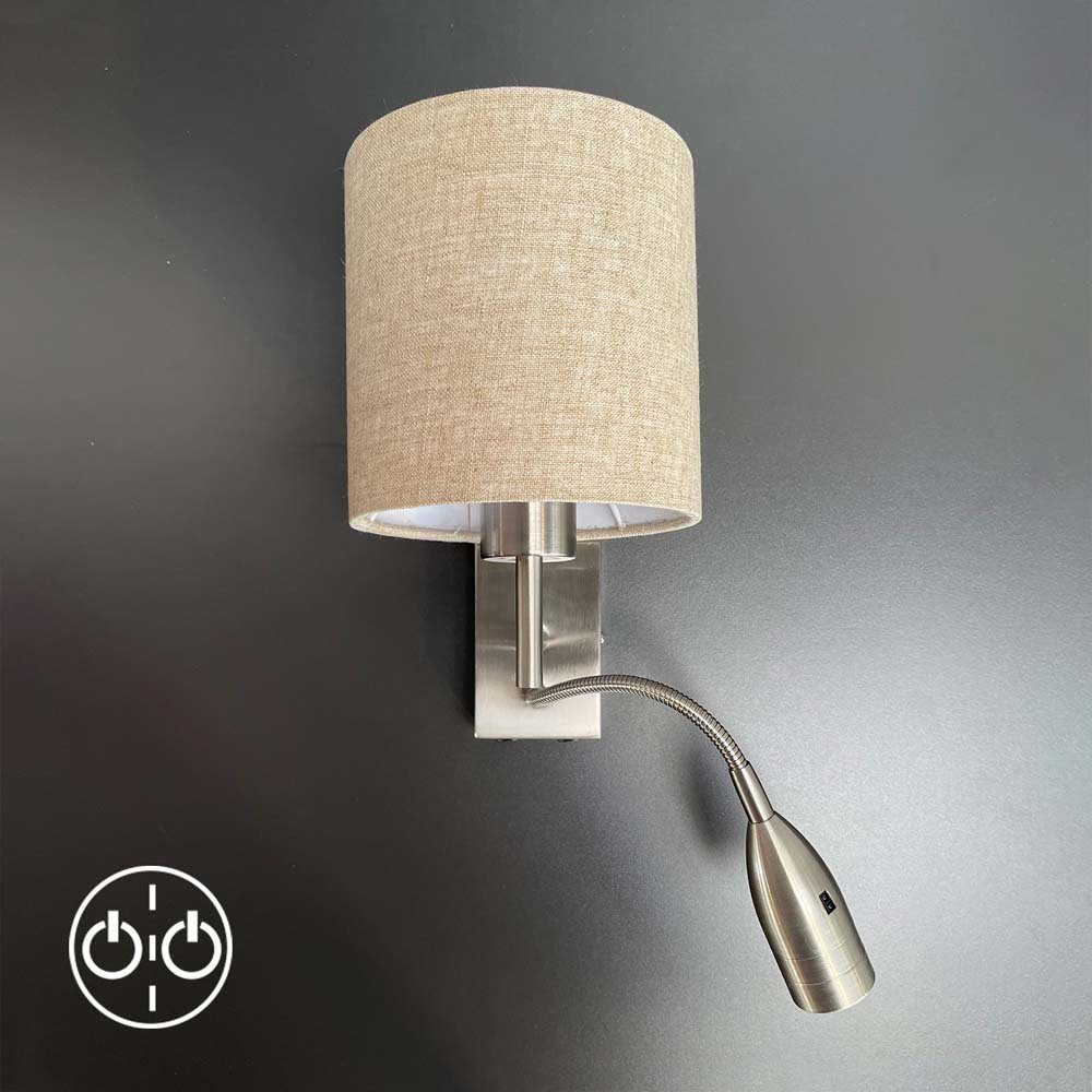 FISCHER & HONSEL LED Wandleuchte, Leuchtmittel nicht inklusive, Wandleuchte Bettlampe Leseleuchte Spot flexibel Textil