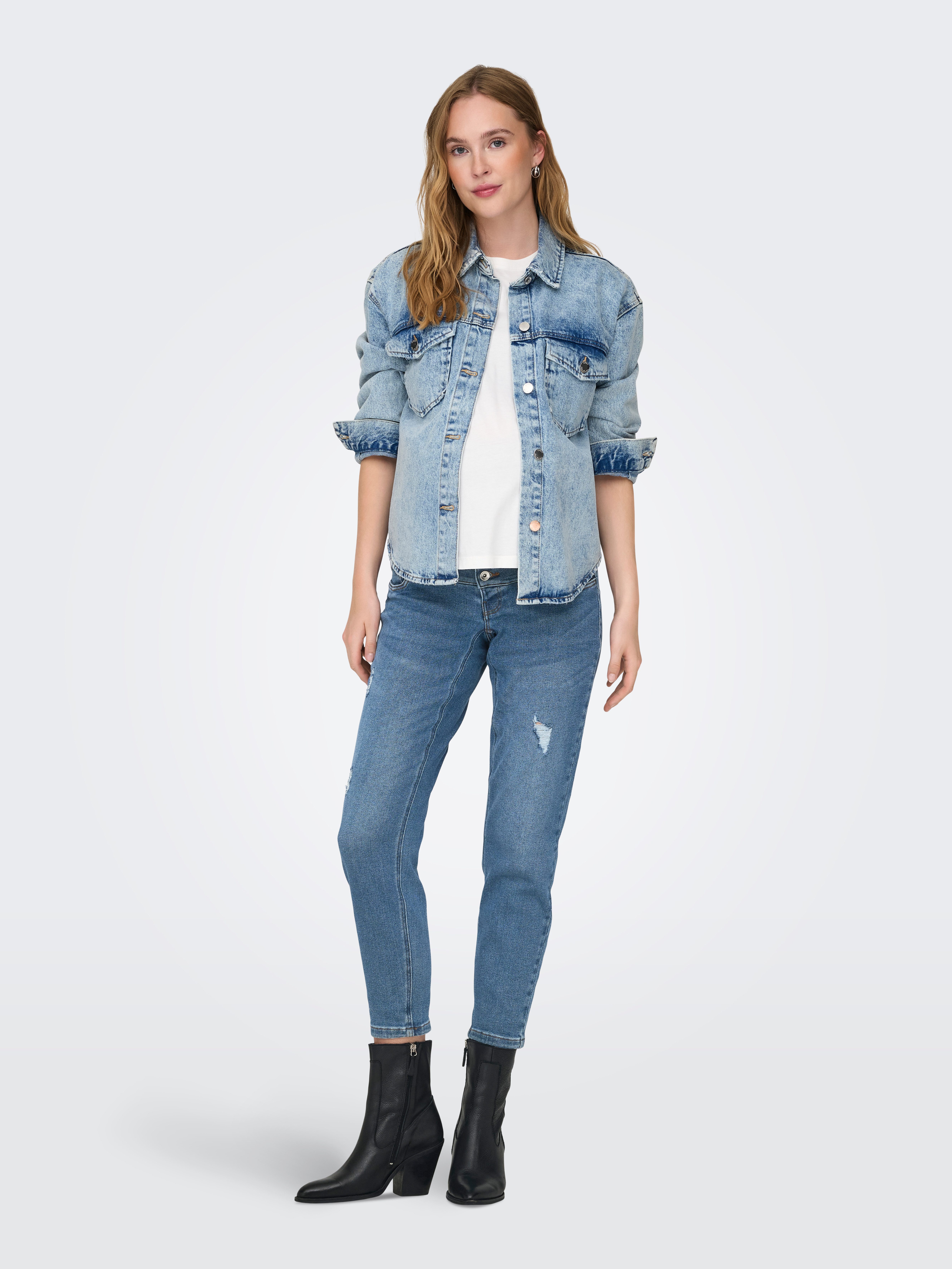 ONLY MATERNITY Umstandsjeans OLMCATWALK HW MOM AK DES DNM PIM040 NOOS aus Baumwollmischung, mit Elasthan, elastisches Material – Bild 3 von 5