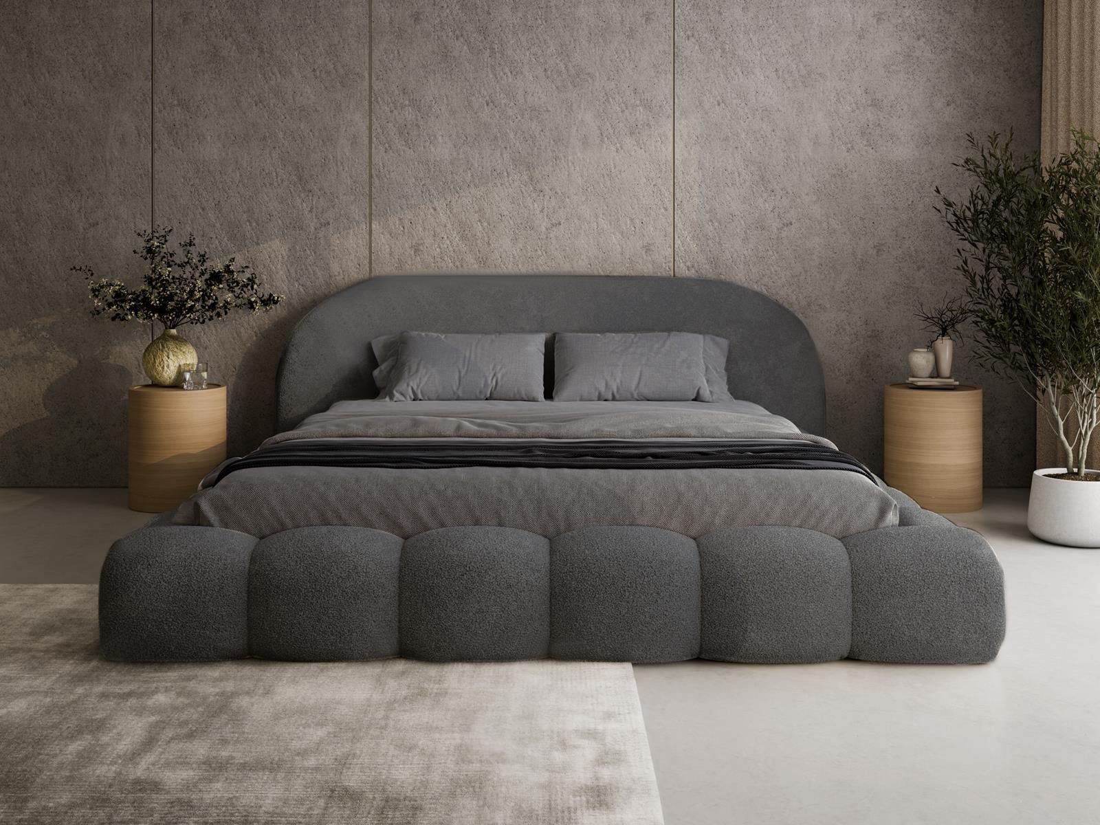 Polsterbett OMBIS, Wolkenbett mit Bettkasten und Lattenrost, Designer-Bett