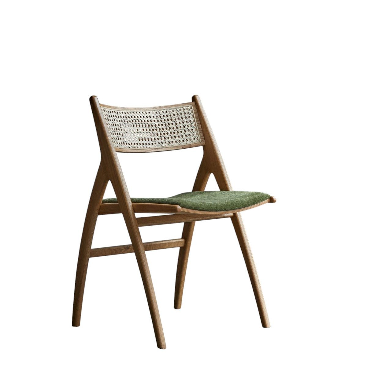 Tikamoon Esszimmerstuhl Stuhl aus massivem Eichenholz und grünem Samt